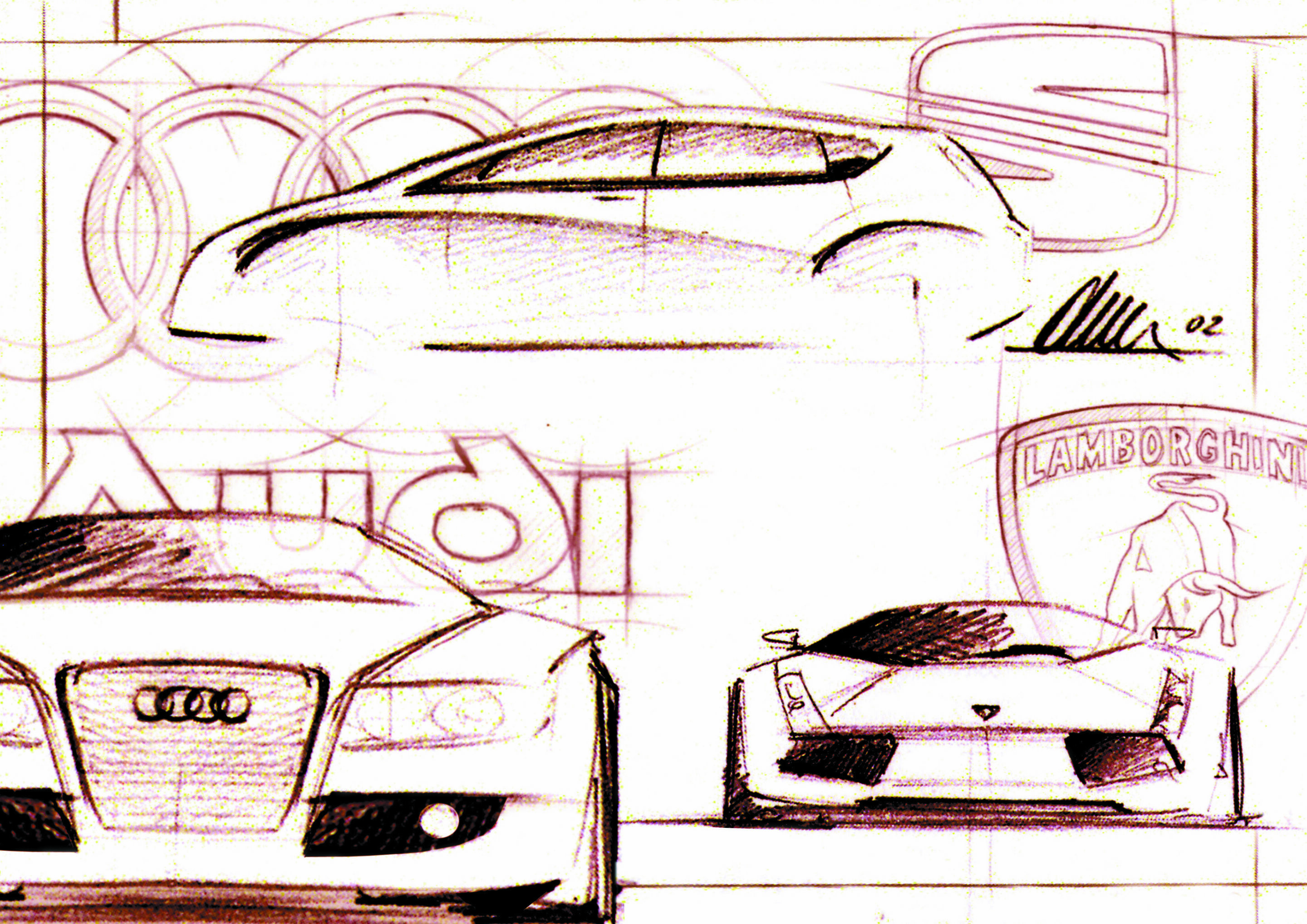 The Audi brand group united in a design sketch