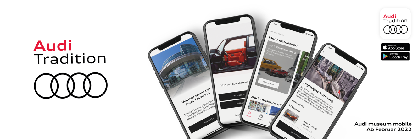 Off to the museum via app: Audi Tradition goes digital with its new special exhibition “Der fünfte Ring“ - Simultaneously to the opening of the new special exhibition “Der fünfte Ring”, the new Audi Tradition app will be launched.