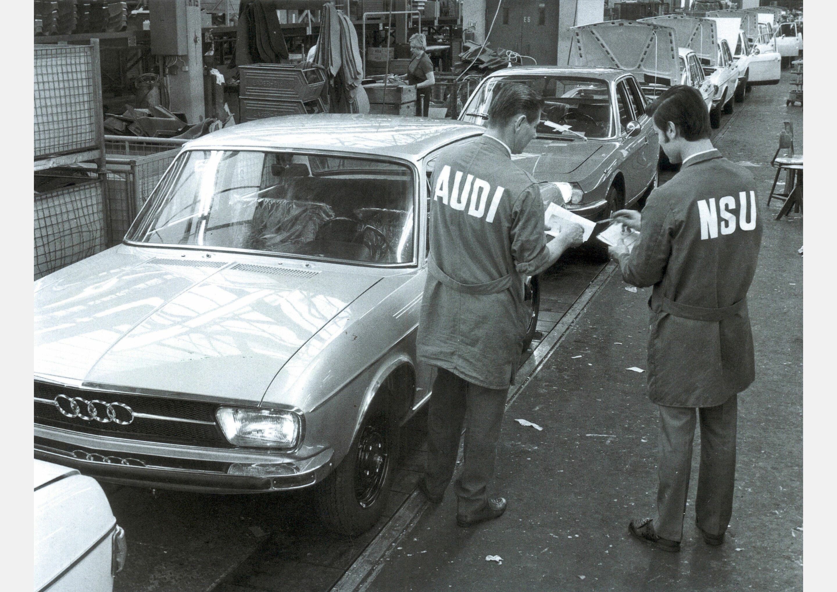 A look at production, 1971 - After the merger in 1969, the Audi 100 and NSU Ro 80 were manufactured in Neckarsulm.