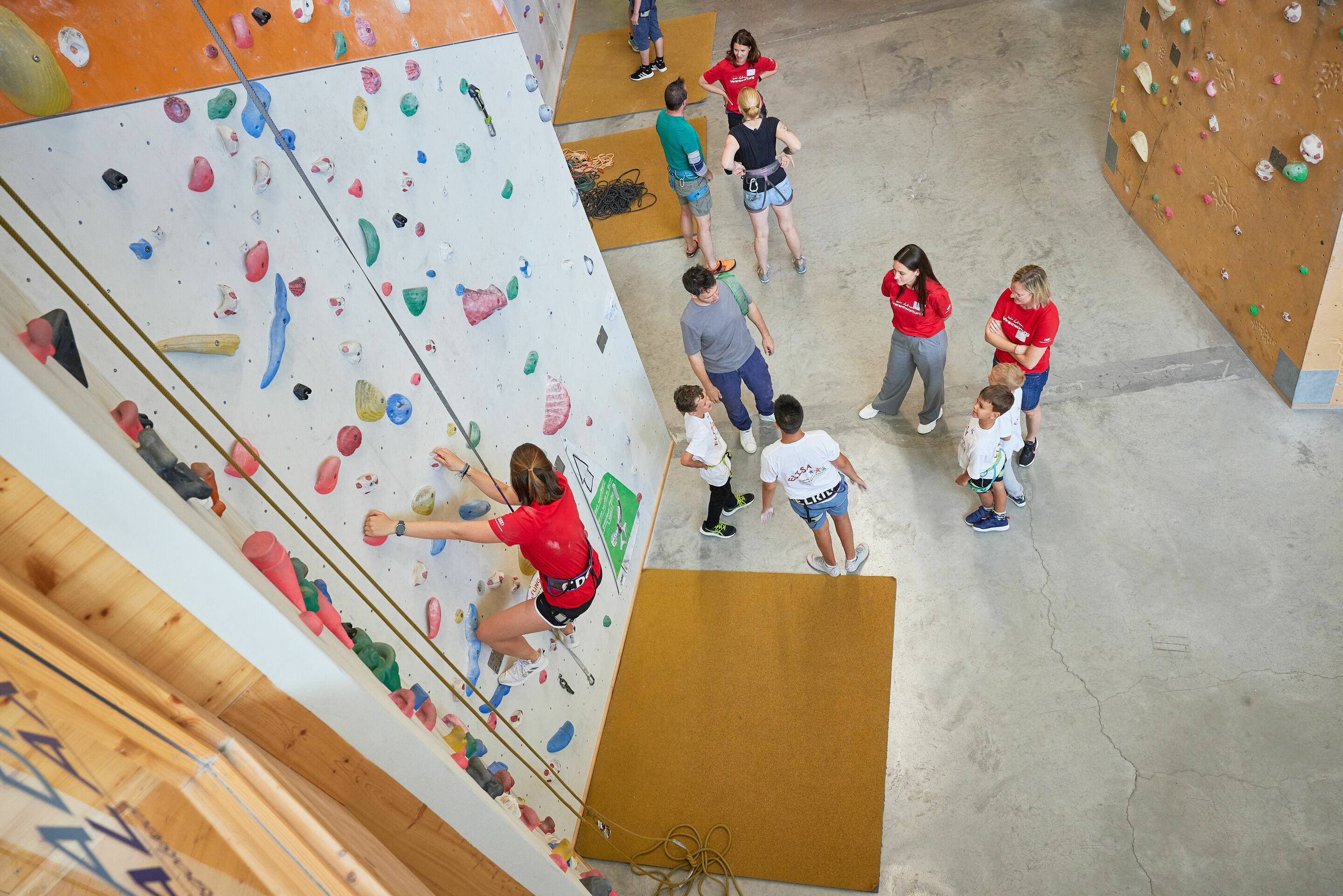 Audi Social Day - On June 24, 2023, Audi employees are teaming up with multiple organizations to champion social causes. Pictured: Project "Climbing with siblings of seriously ill children" for the ELISA association, DAV climbing hall, Ingolstadt, including...