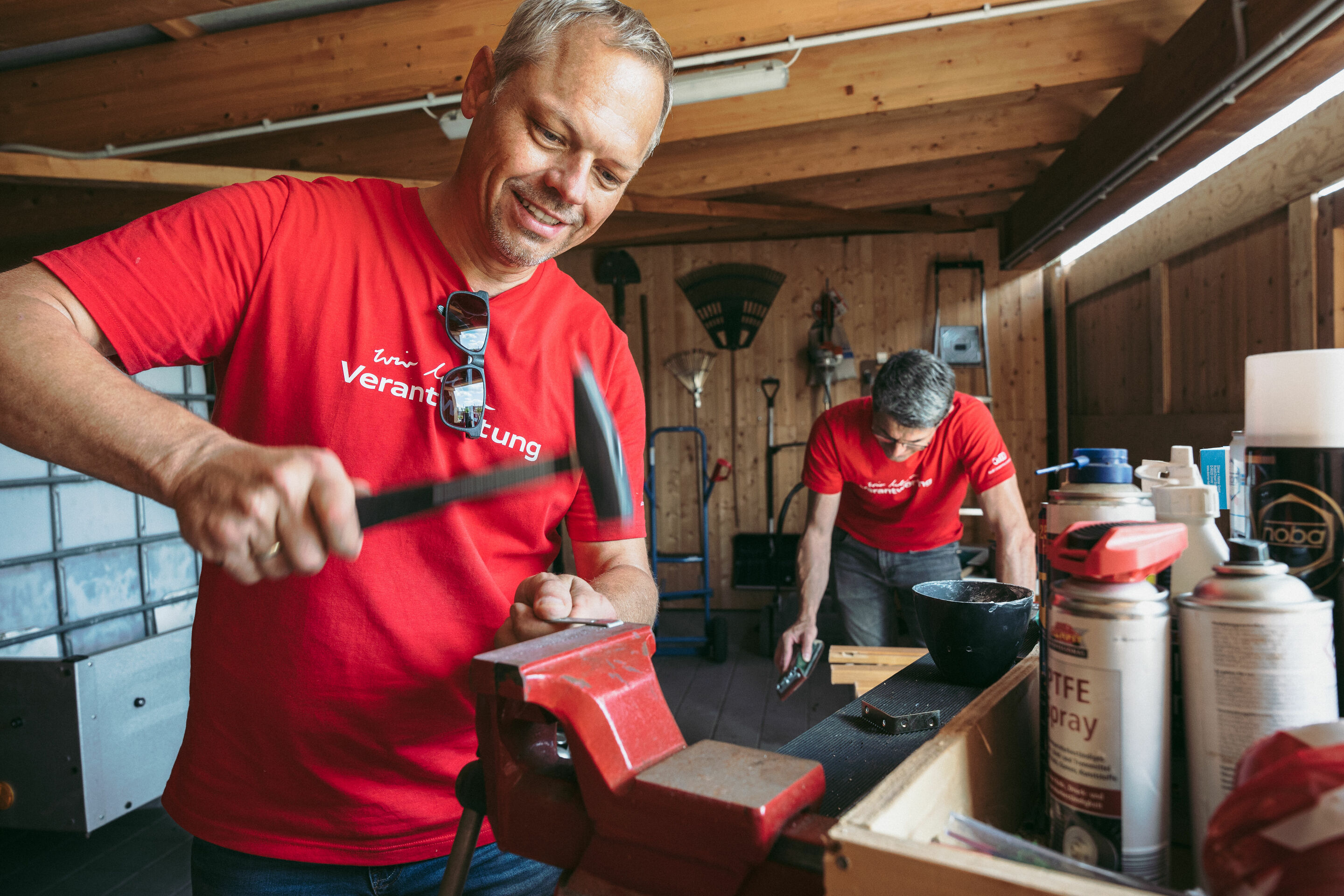 Audi Social Day - On June 24, 2023, Audi employees are teaming up with multiple organizations to champion social causes. Pictured: Project "Pallet Furniture & Alpaca Meadow" in the Hollerhaus Münchsmünster, including the Ingolstadt plant manager Siegfried...