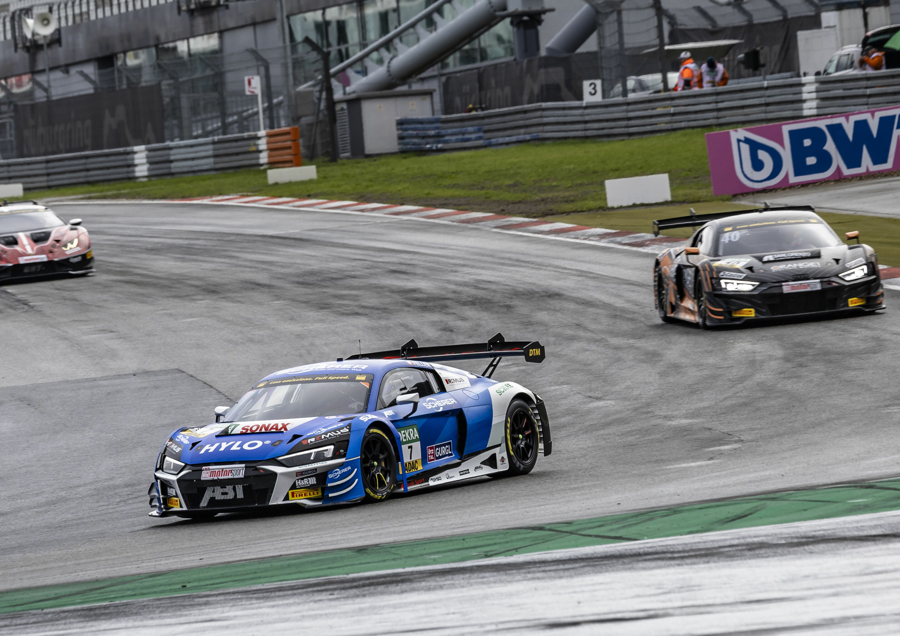 DTM 2023 - Audi R8 LMS #7 (ABT Sportsline), Ricardo Feller, Audi R8 LMS #40 (Tresor Orange1), Mattia Drudi