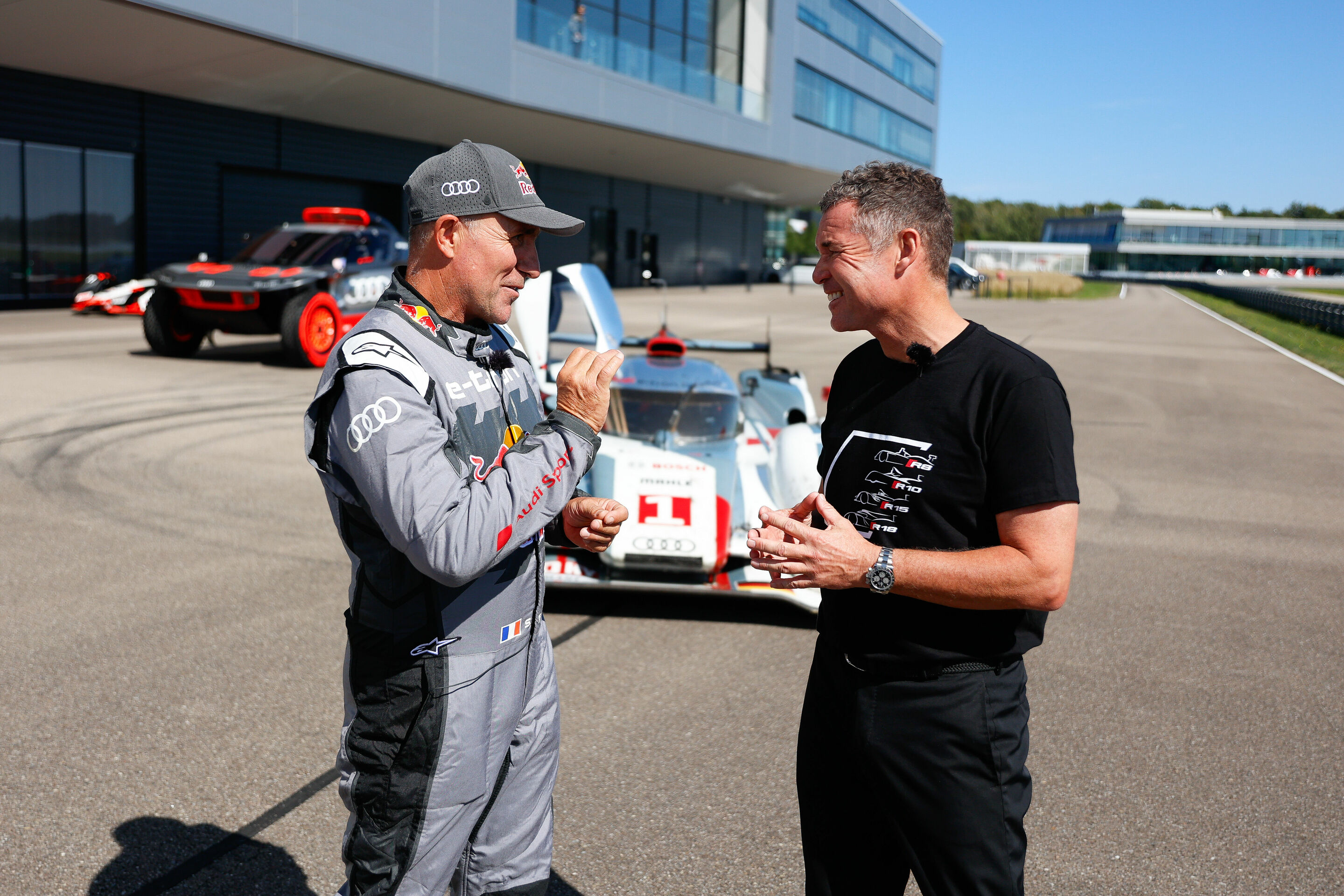 e-tron on track 2023 - Stéphane Peterhansel, Tom Kristensen, Audi R18 e-tron quattro, Audi RS Q e-tron, Audi e-tron FE07