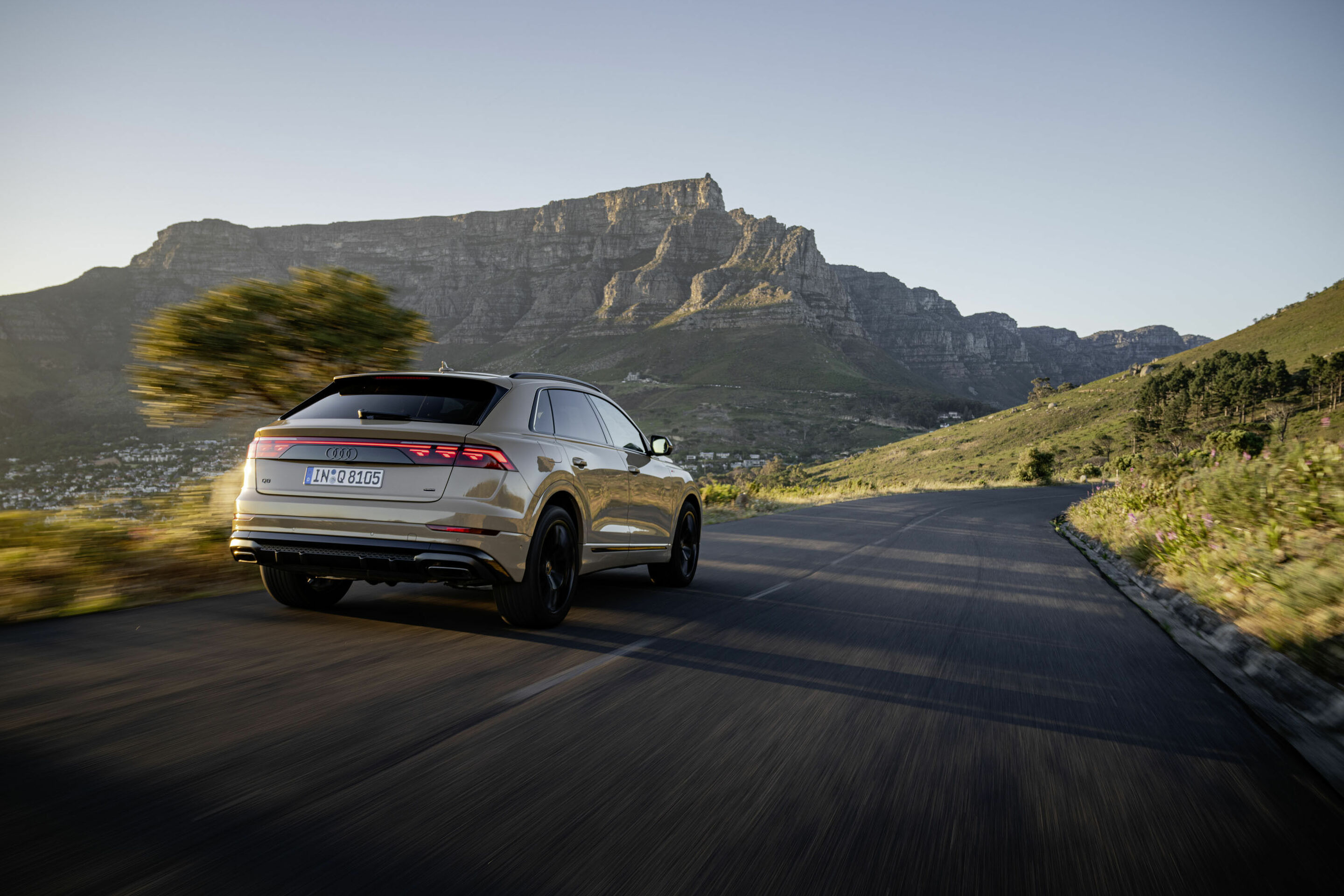 Audi Q8 - Dynamic photo,
Colour: Sakhir gold metallic