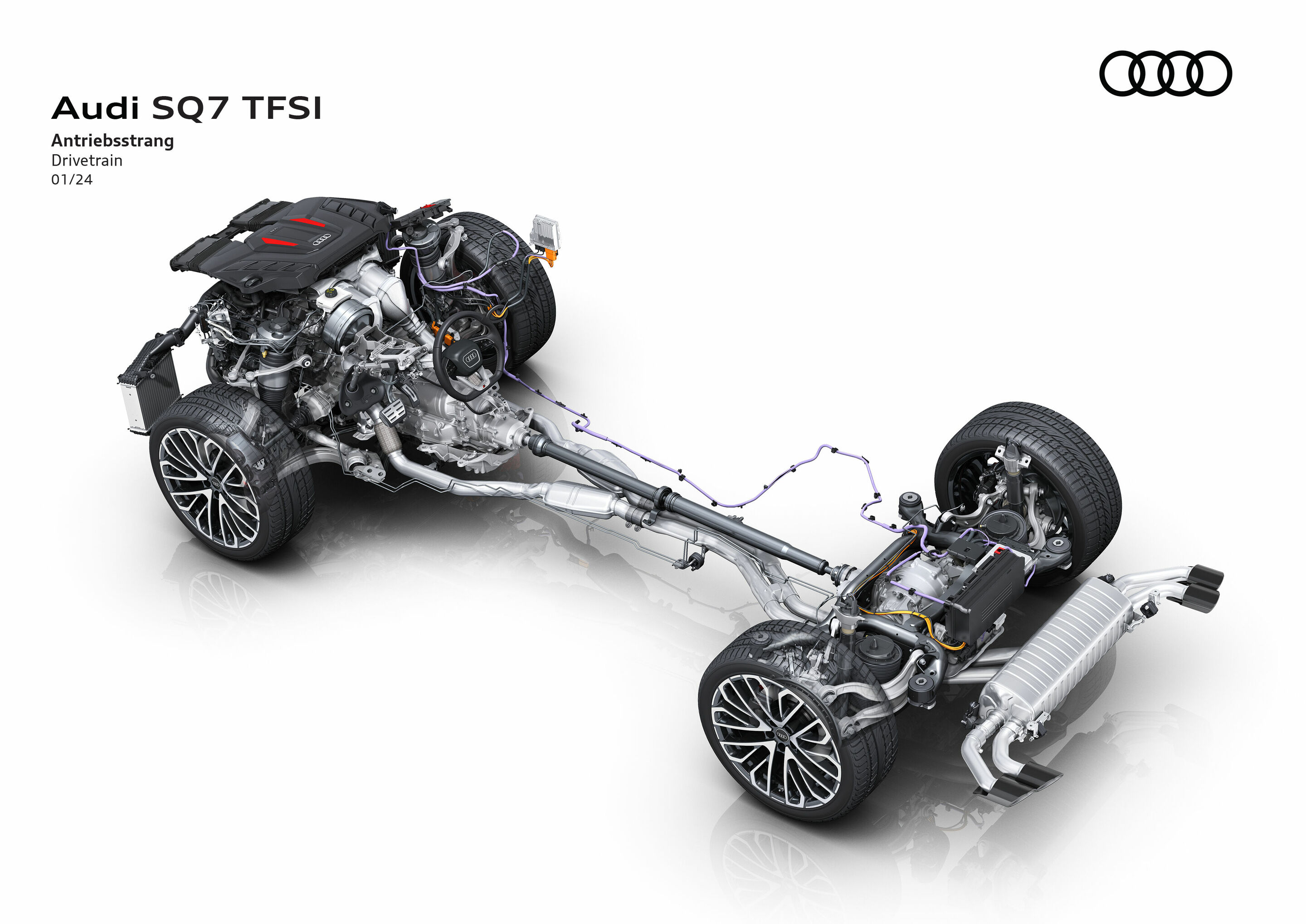 Illustration - Audi SQ7 - Der SQ7 TFSI setzt mit der zweiten Produktaufwertung auf einen 4.0 TFSI mit 373 kW (507 PS) und 770 Newtonmetern Drehmoment. Allradantrieb und eine schnell schaltende 8-Stufen-tiptronic sind Teil der Serienausstattung.