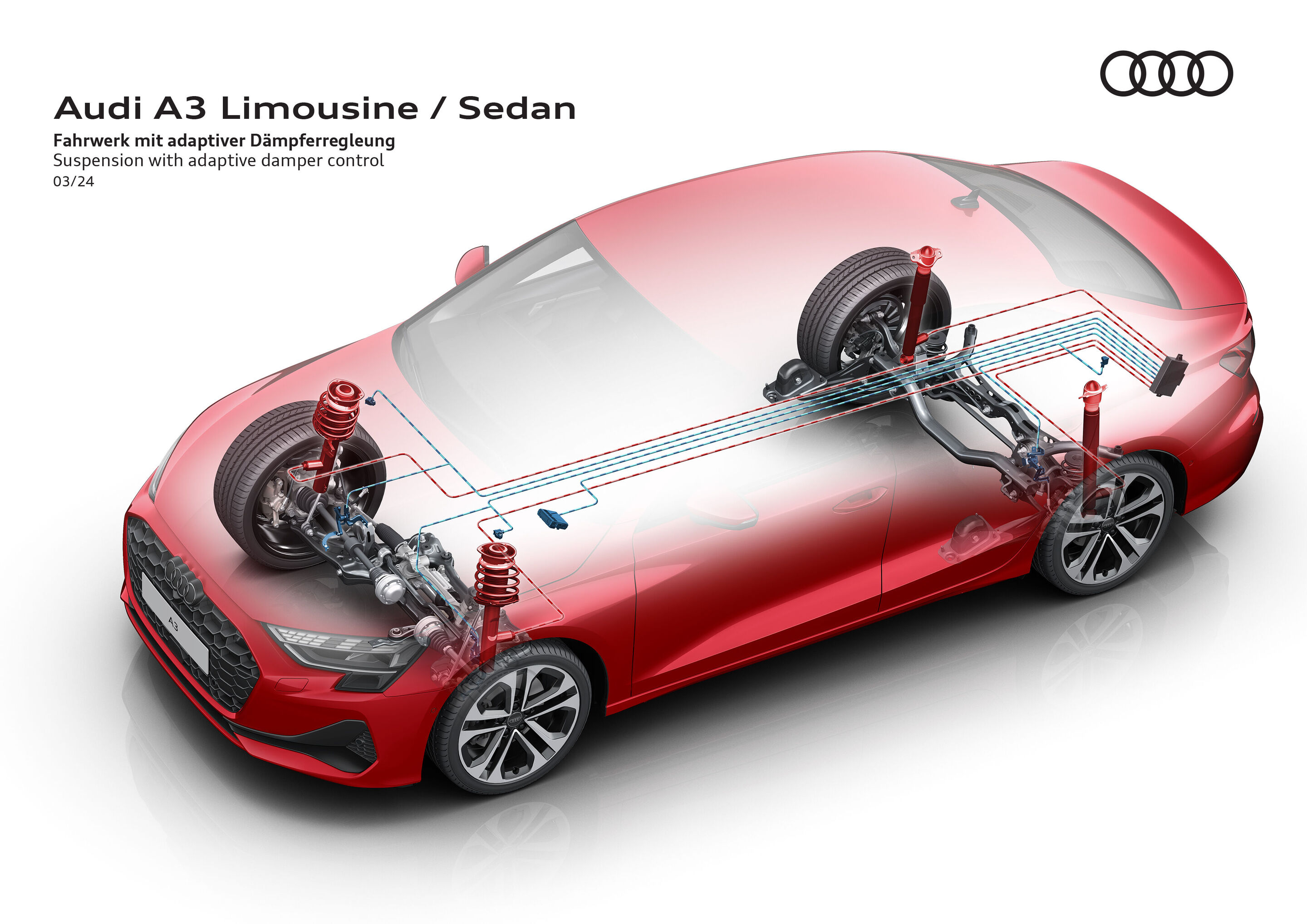 Illustration - Audi A3 Limousine - Fahrwerk mit adaptiver Dämpferregelung