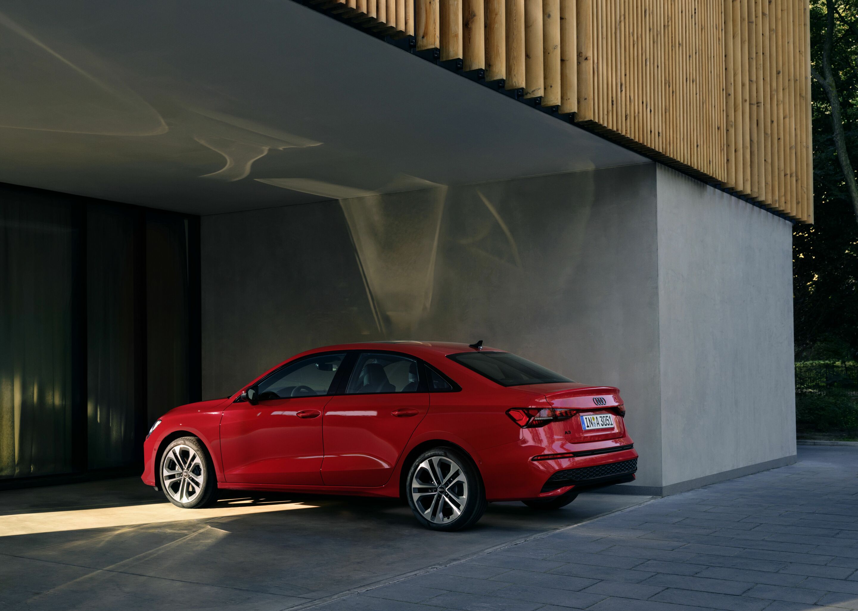 Audi A3 Sedan - Static photo,
Colour: Progressive red