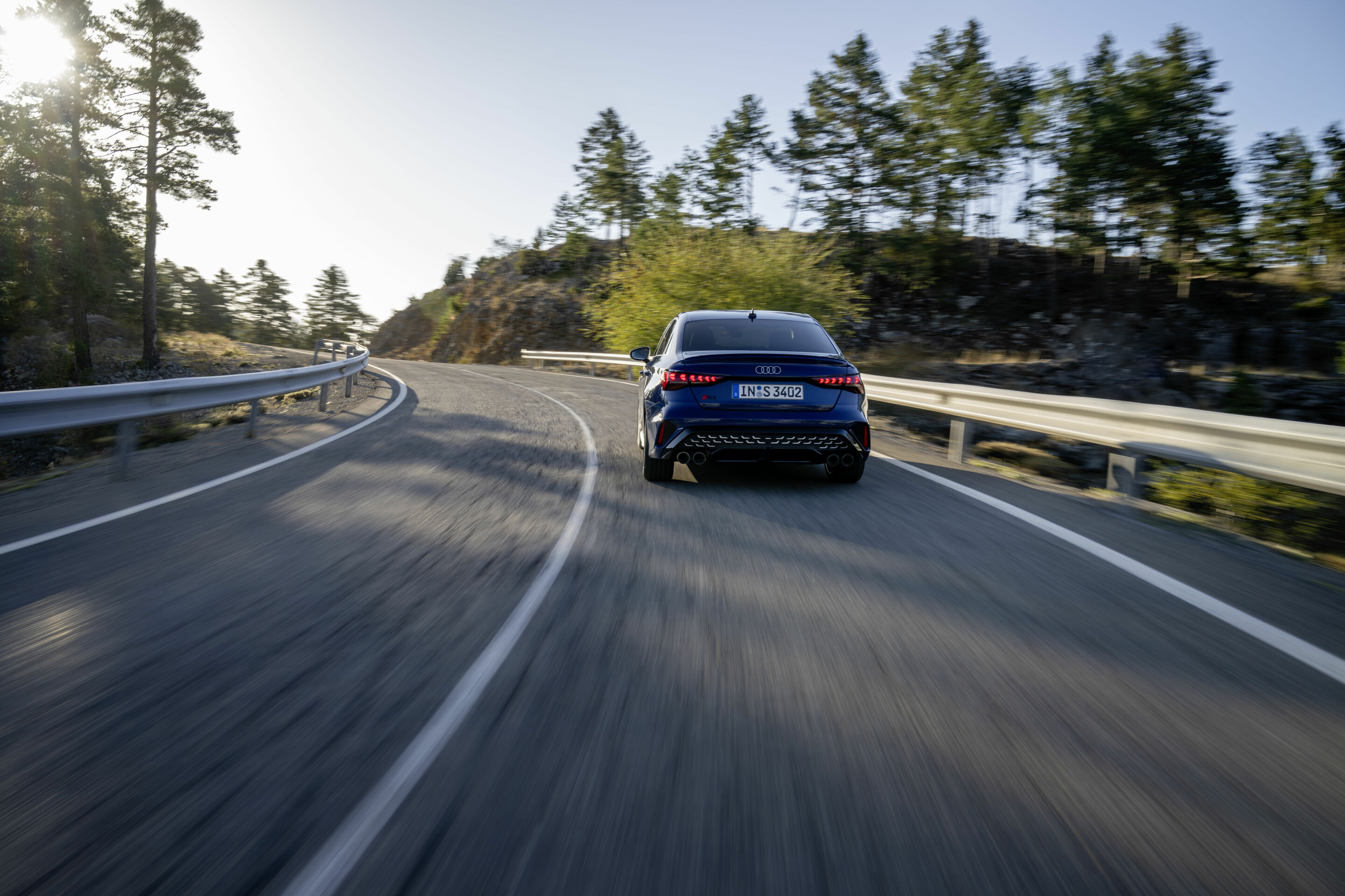 Audi S3 Sedan - Dynamic photo, 
Colour: Ascari blue metallic