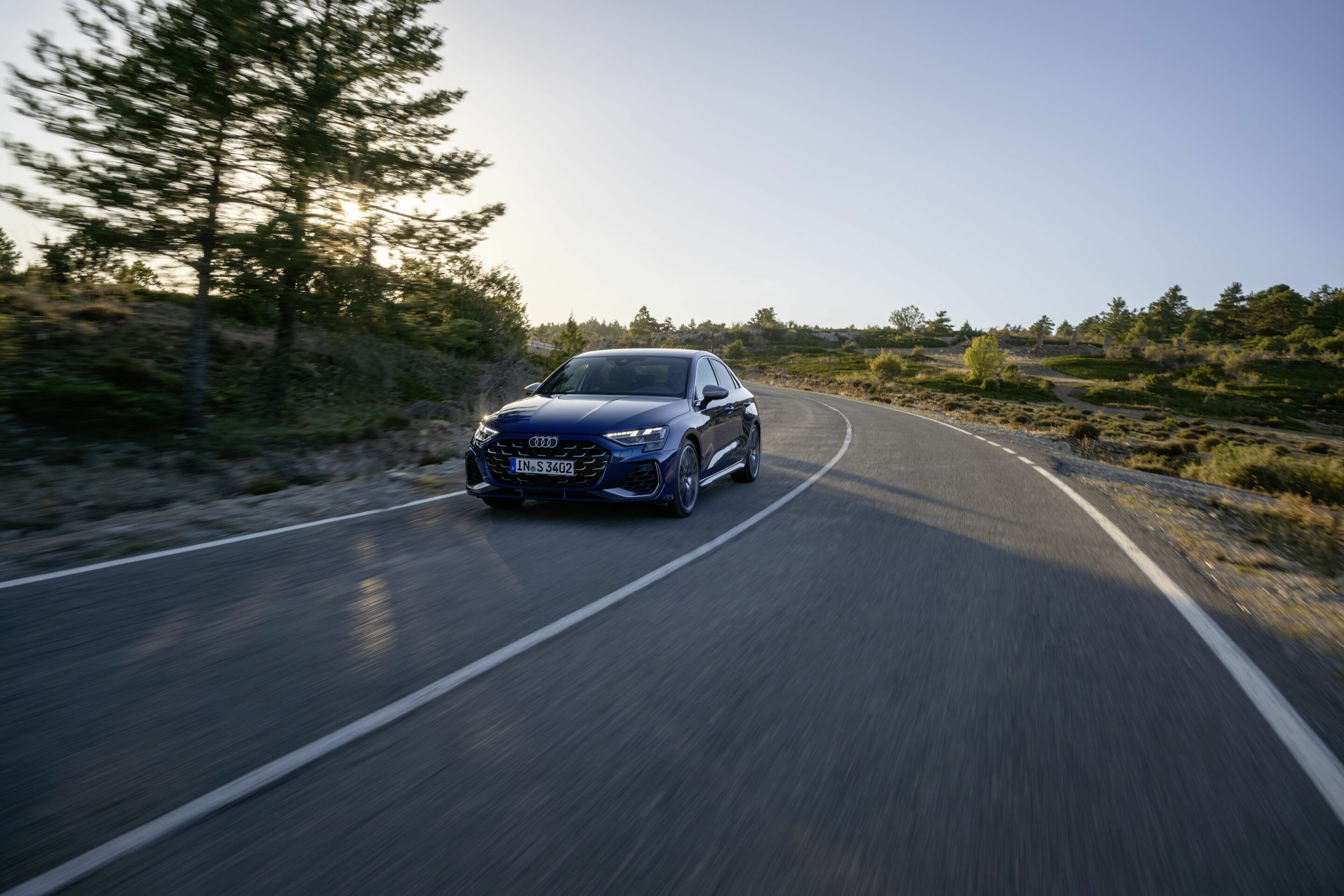 Audi S3 Sedan - Dynamic photo, 
Colour: Ascari blue metallic