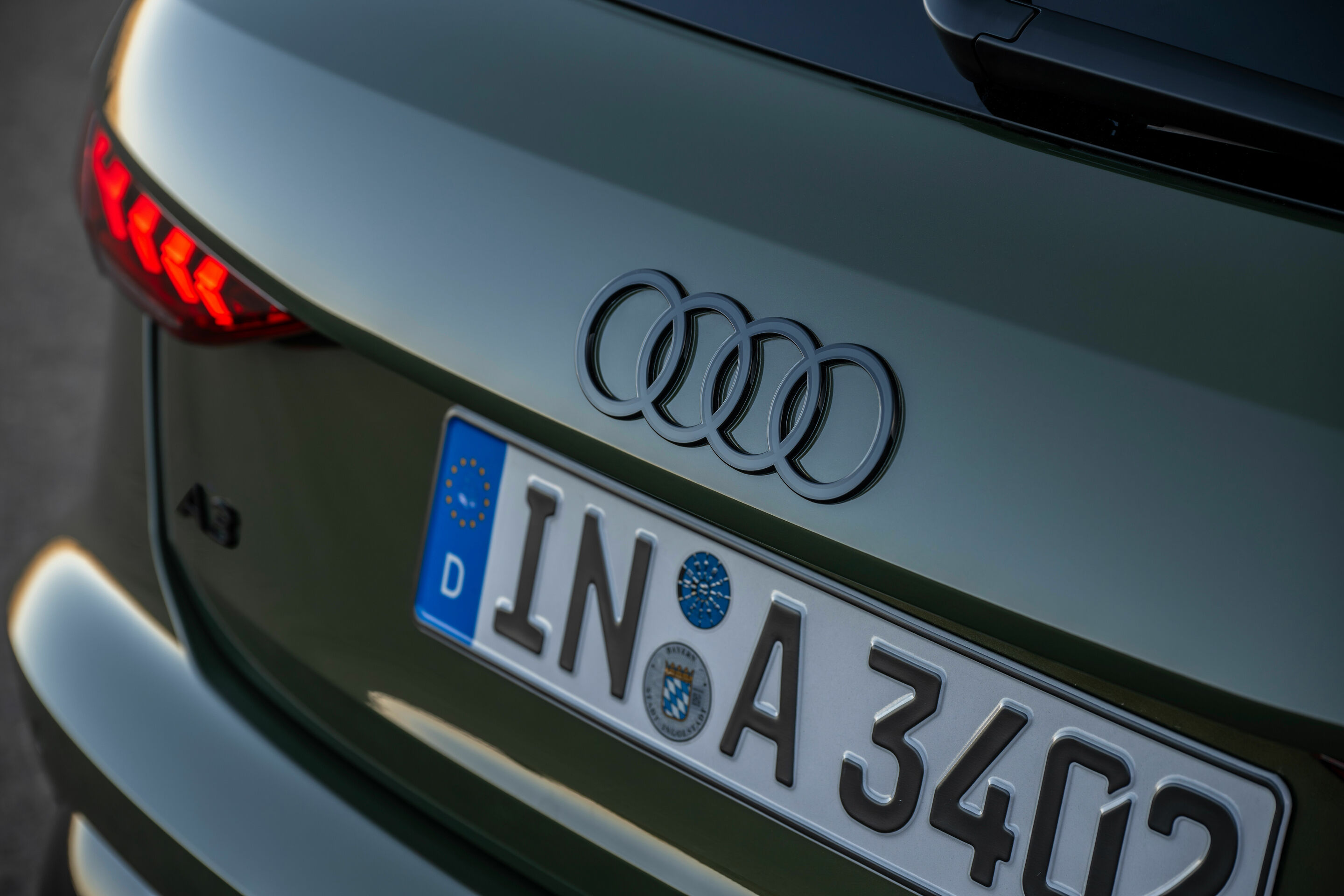 Audi A3 Sportback - Detail, 
Farbe: Distriktgrün Metallic