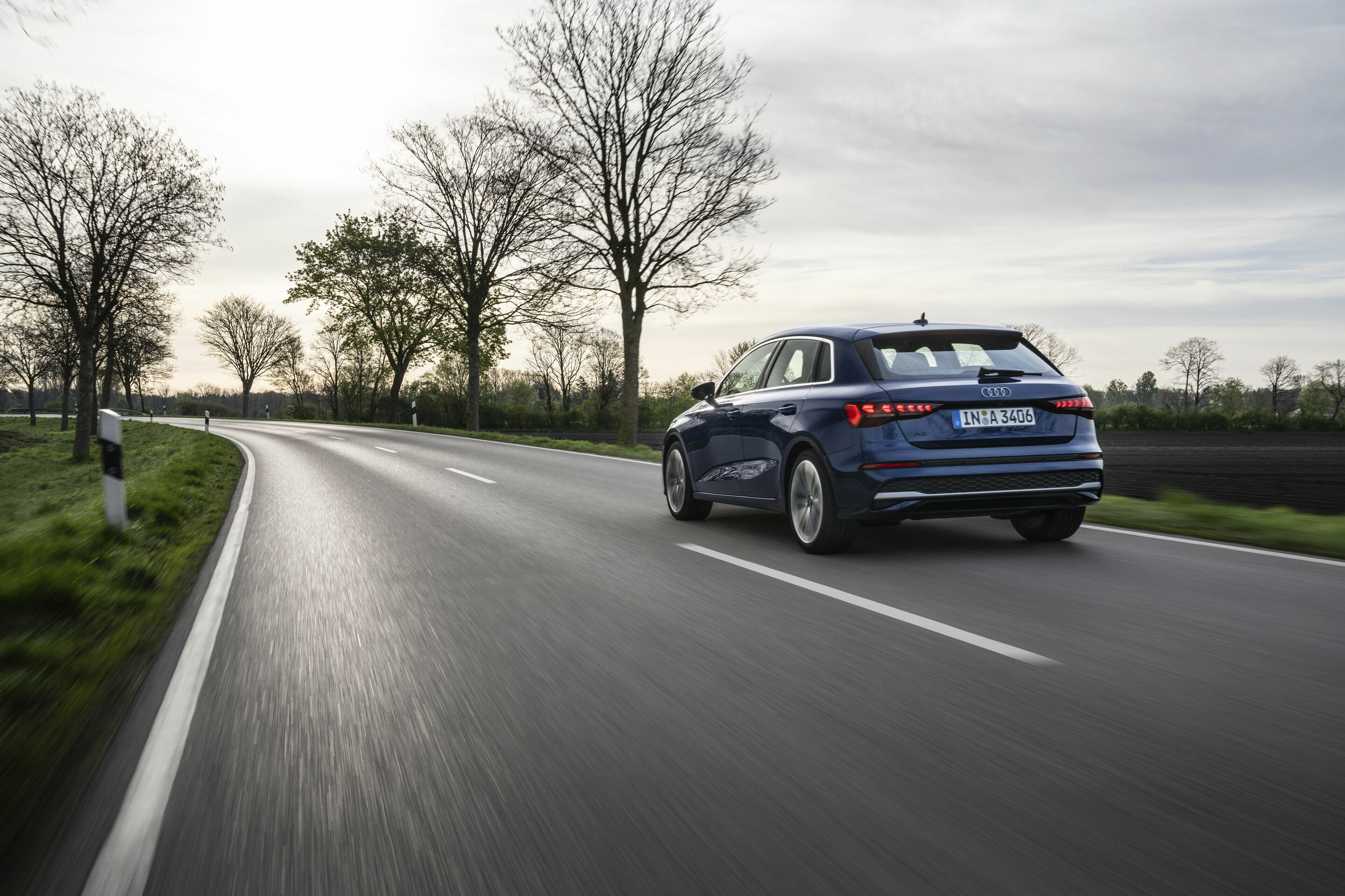 Audi A3 Sportback - Dynamic photo,
Colour: Navarra blue