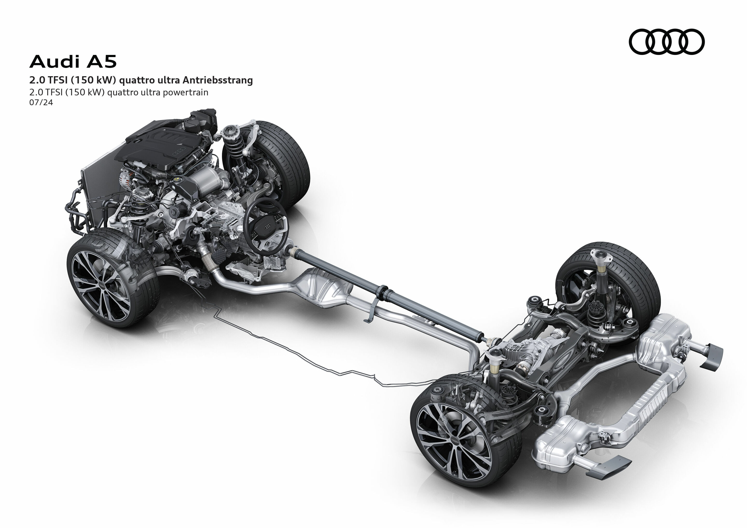 Illustration - Audi A5 - 2.0 TFSI (150 kW) quattro ultra powertrain - The vehicle is based on the Premium Platform Combustion (PPC)