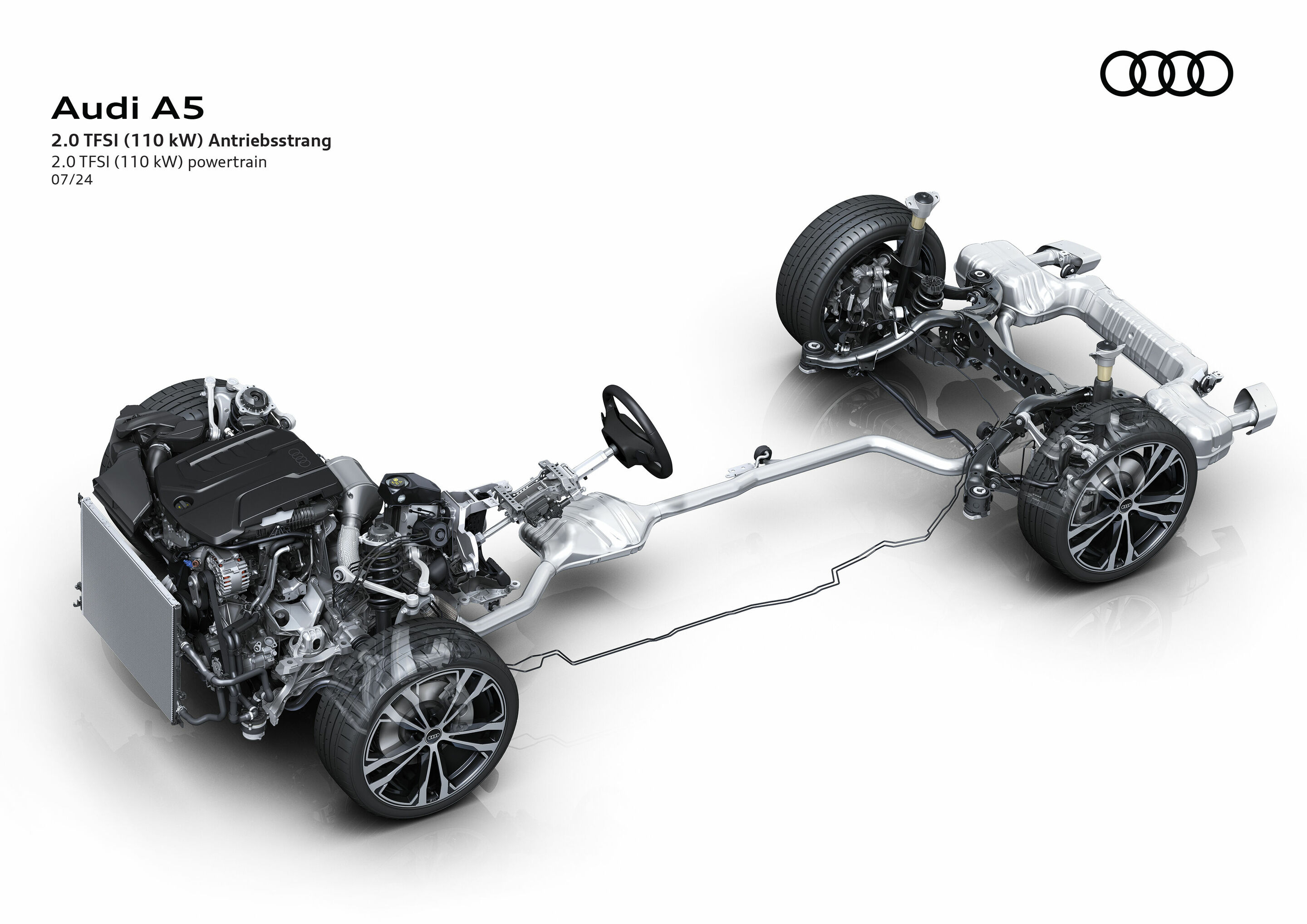 Illustration - Audi A5 - 2.0 TFSI (110 kW) powertrain - The vehicle is based on the Premium Platform Combustion (PPC)