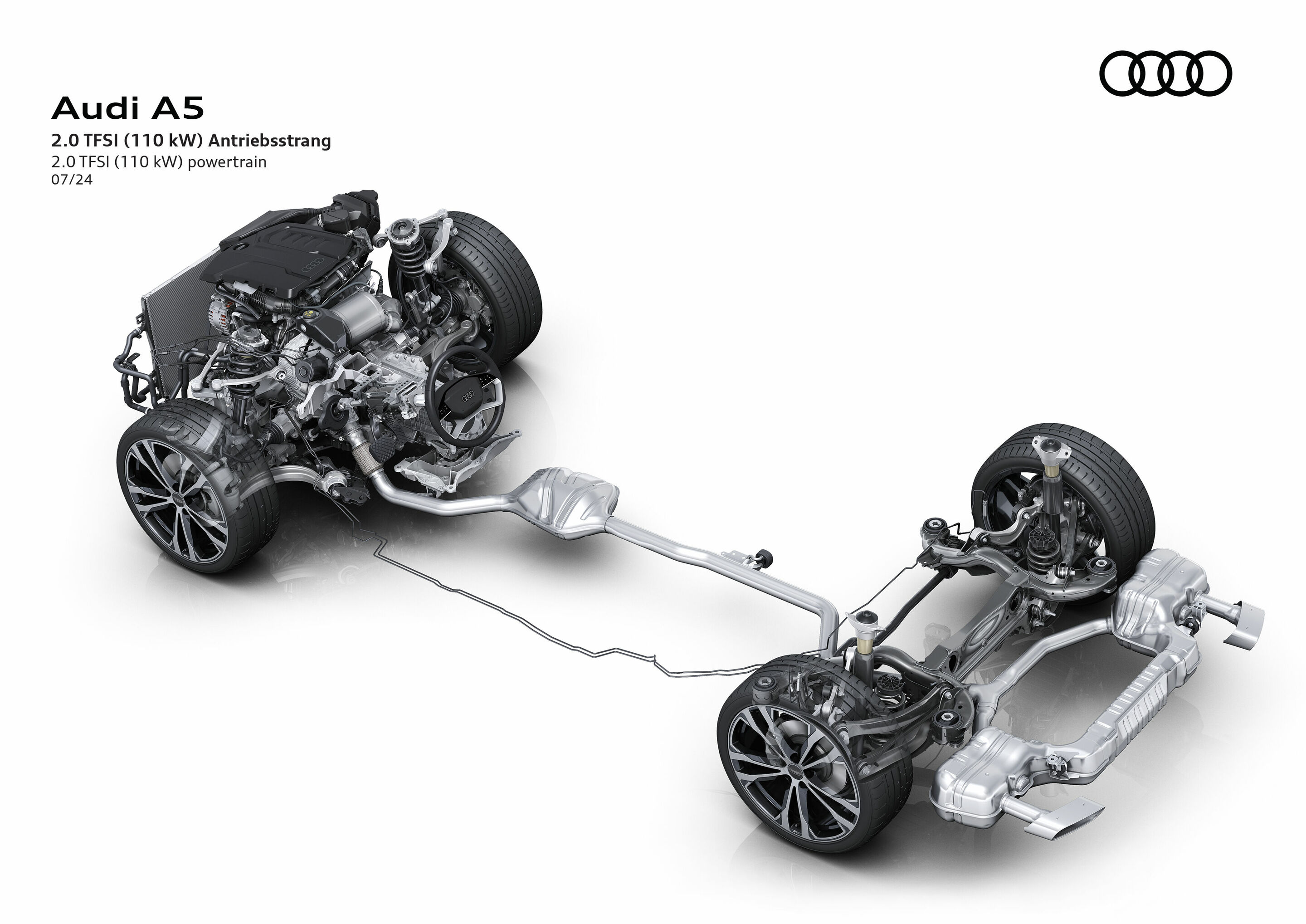 Illustration - Audi A5 - 2.0 TFSI (110 kW) powertrain - The vehicle is based on the Premium Platform Combustion (PPC)