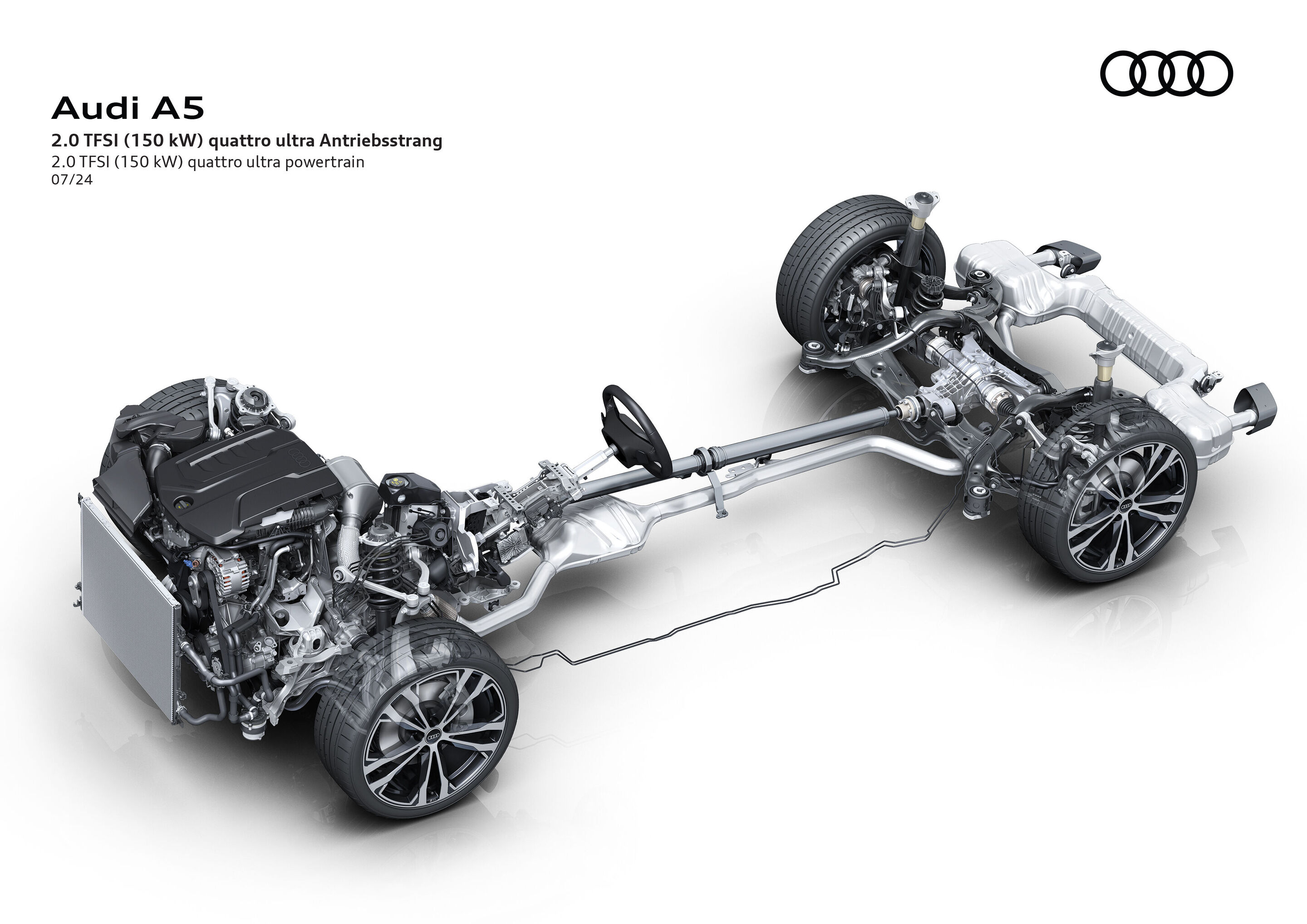 Illustration - Audi A5 - 2.0 TFSI (150 kW) quattro ultra powertrain - The vehicle is based on the Premium Platform Combustion (PPC)