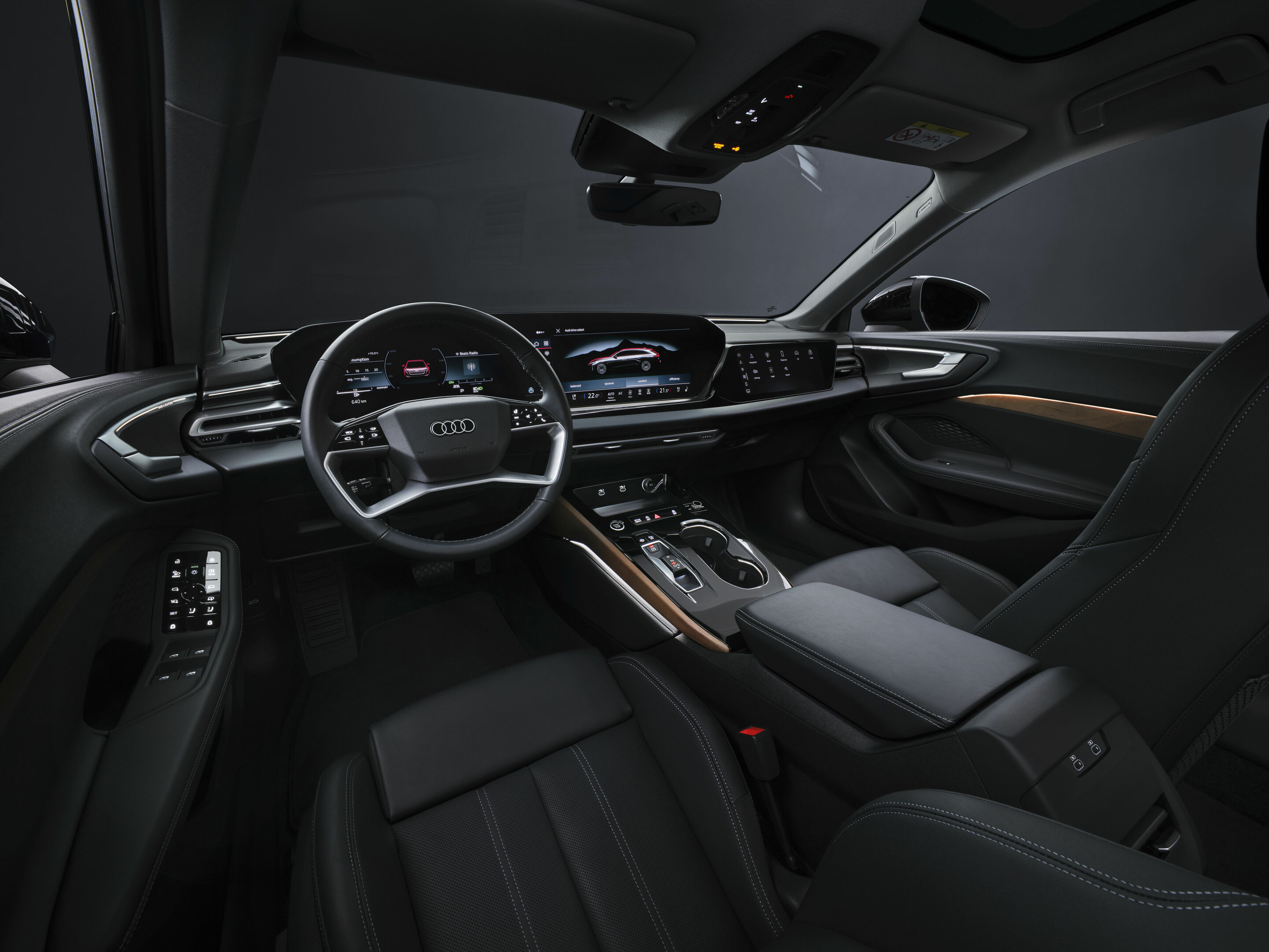 Audi A5 Avant - Interior

The Panoramic glass roof with switchable transparency is expected to be available in Germany from the fourth quarter of 2024. For the exact launch date, please contact your Audi partner.