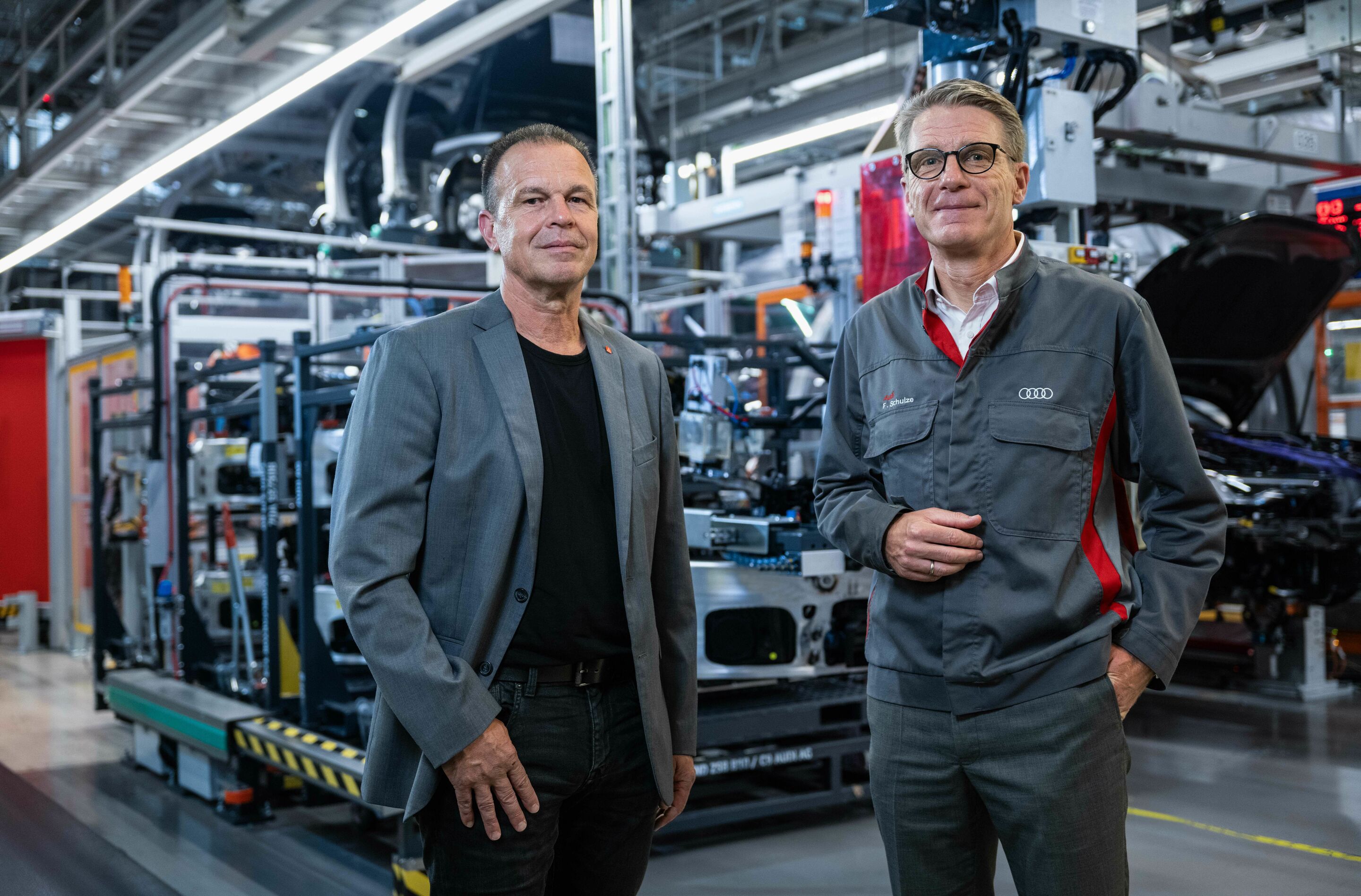 Audi A5 production at the Neckarsulm site - Plant Manager Fred Schulze and Works Council Chairman Rainer Schirmer together in production