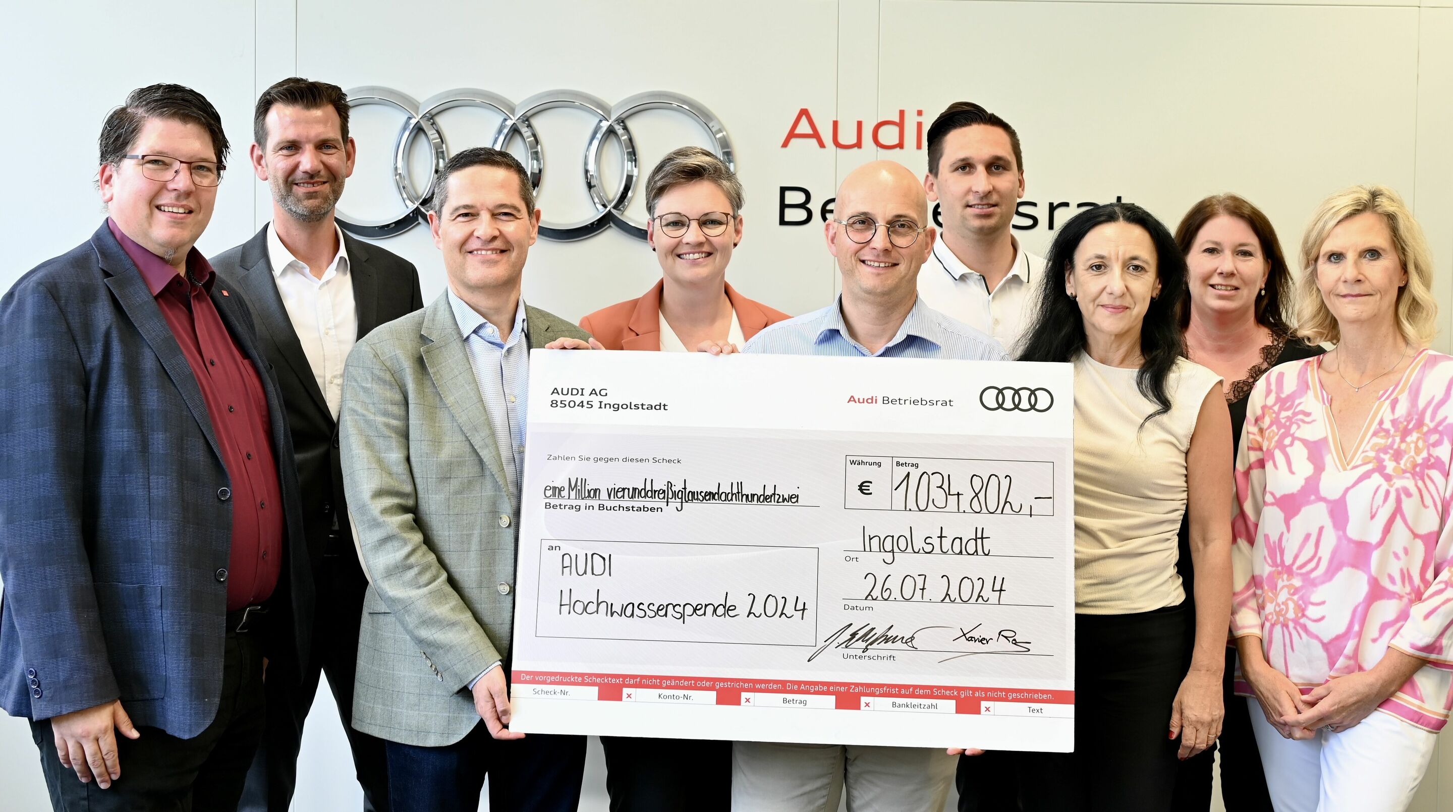 Audi Belegschaftsspende: Über eine Million Euro als Hochwasserhilfe