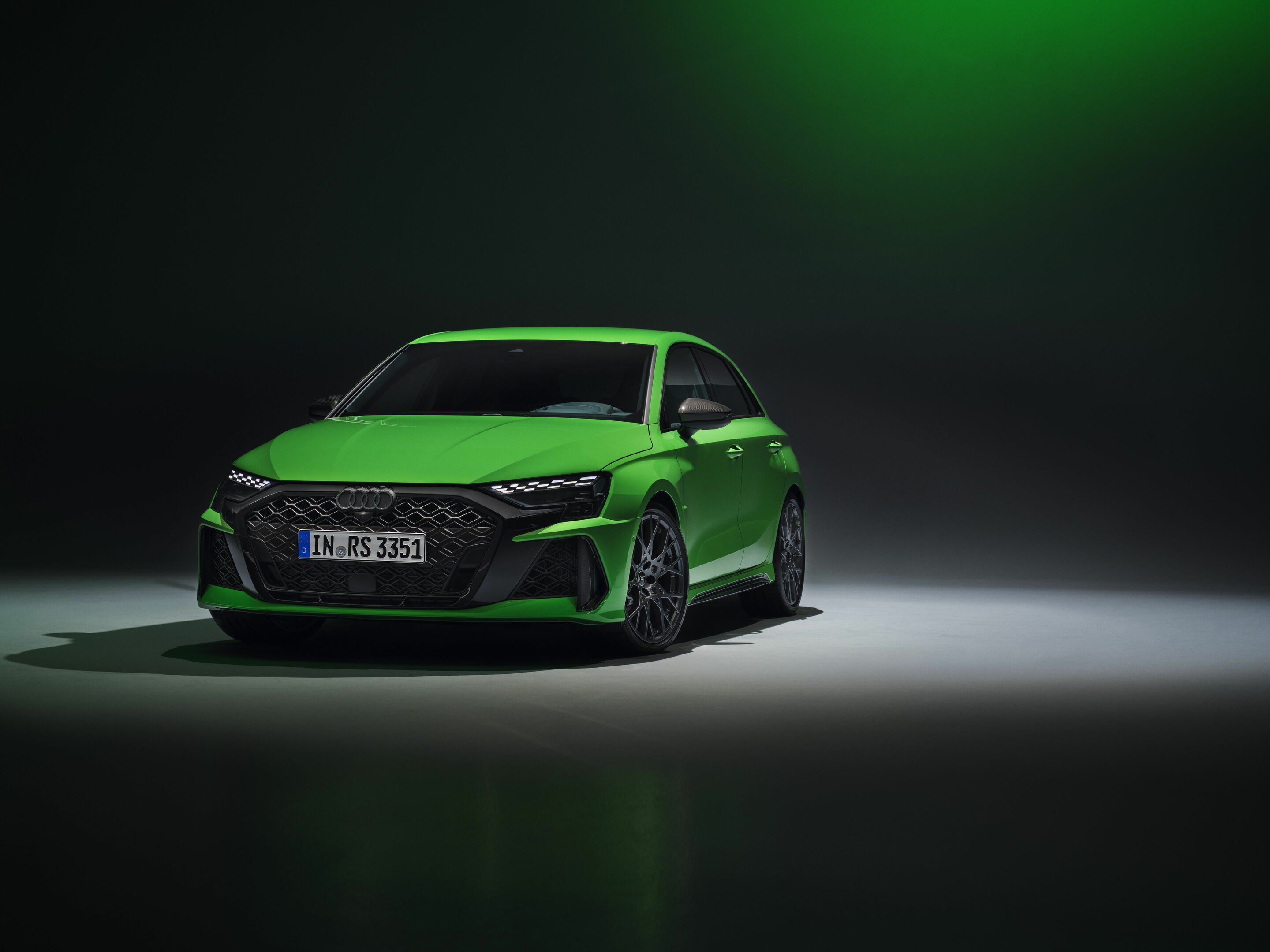 Audi RS 3 Sportback - Static photo,
Colour: Kyalami green