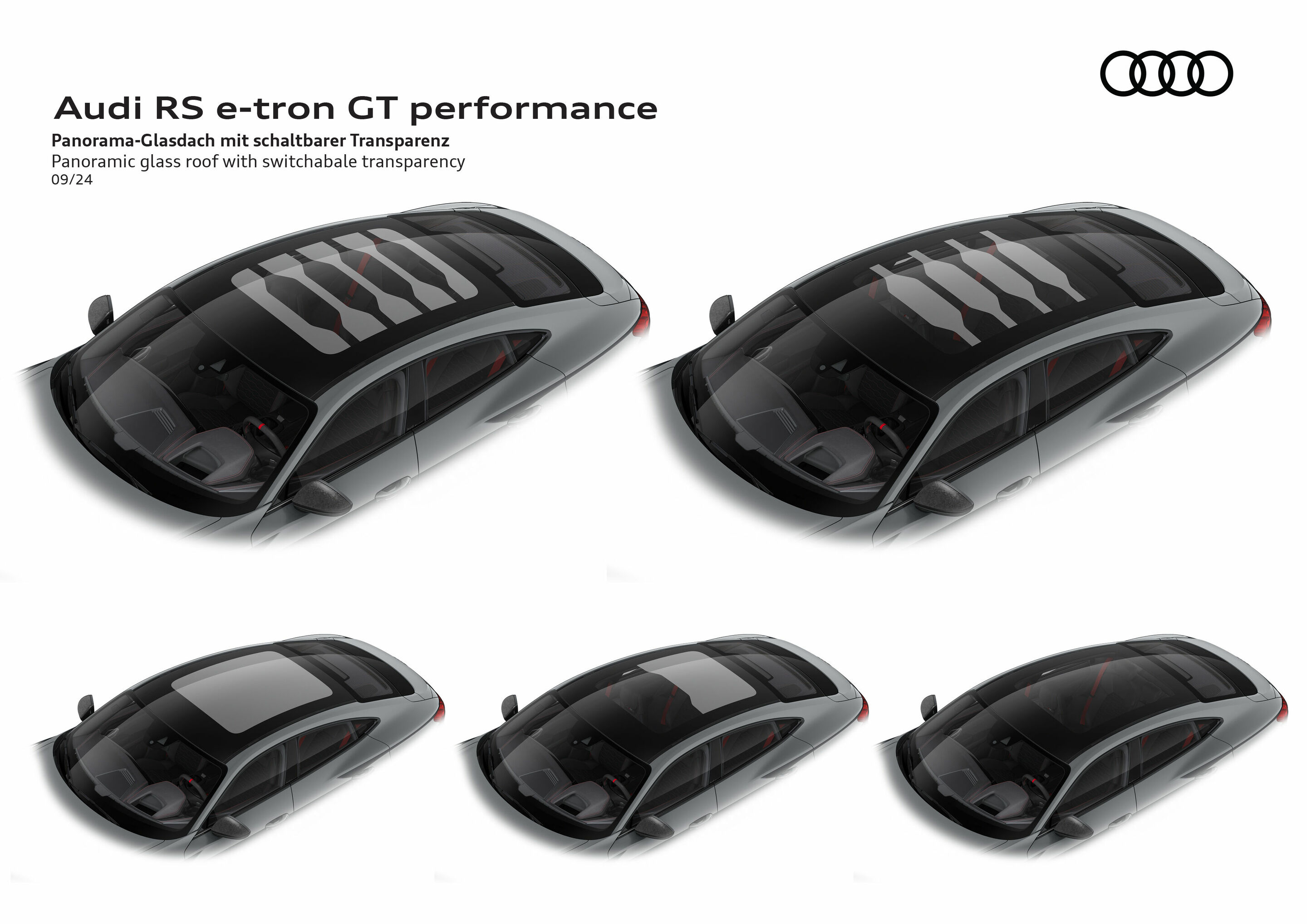 Illustration - Audi RS e-tron GT performance - Panoramic glass roof with switchabale transparency