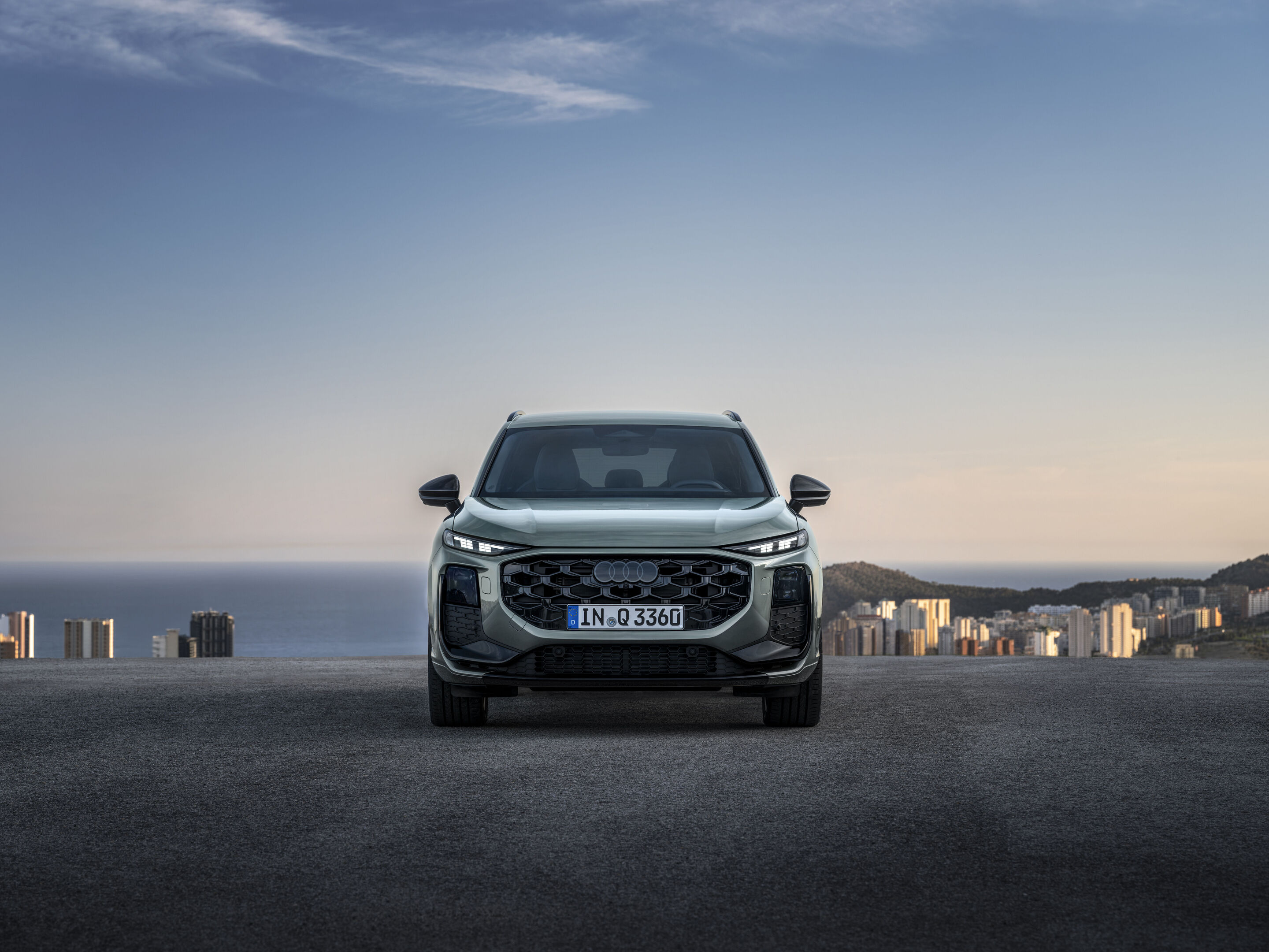 Audi Q3 SUV - Static photo,
Colour: Sage green