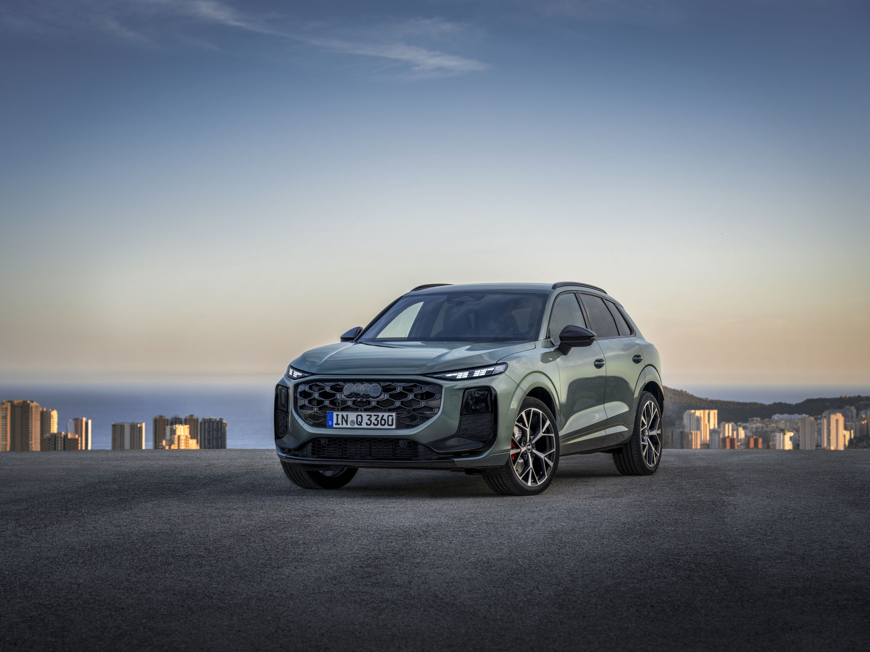 Audi Q3 SUV - Static photo,
Colour: Sage green