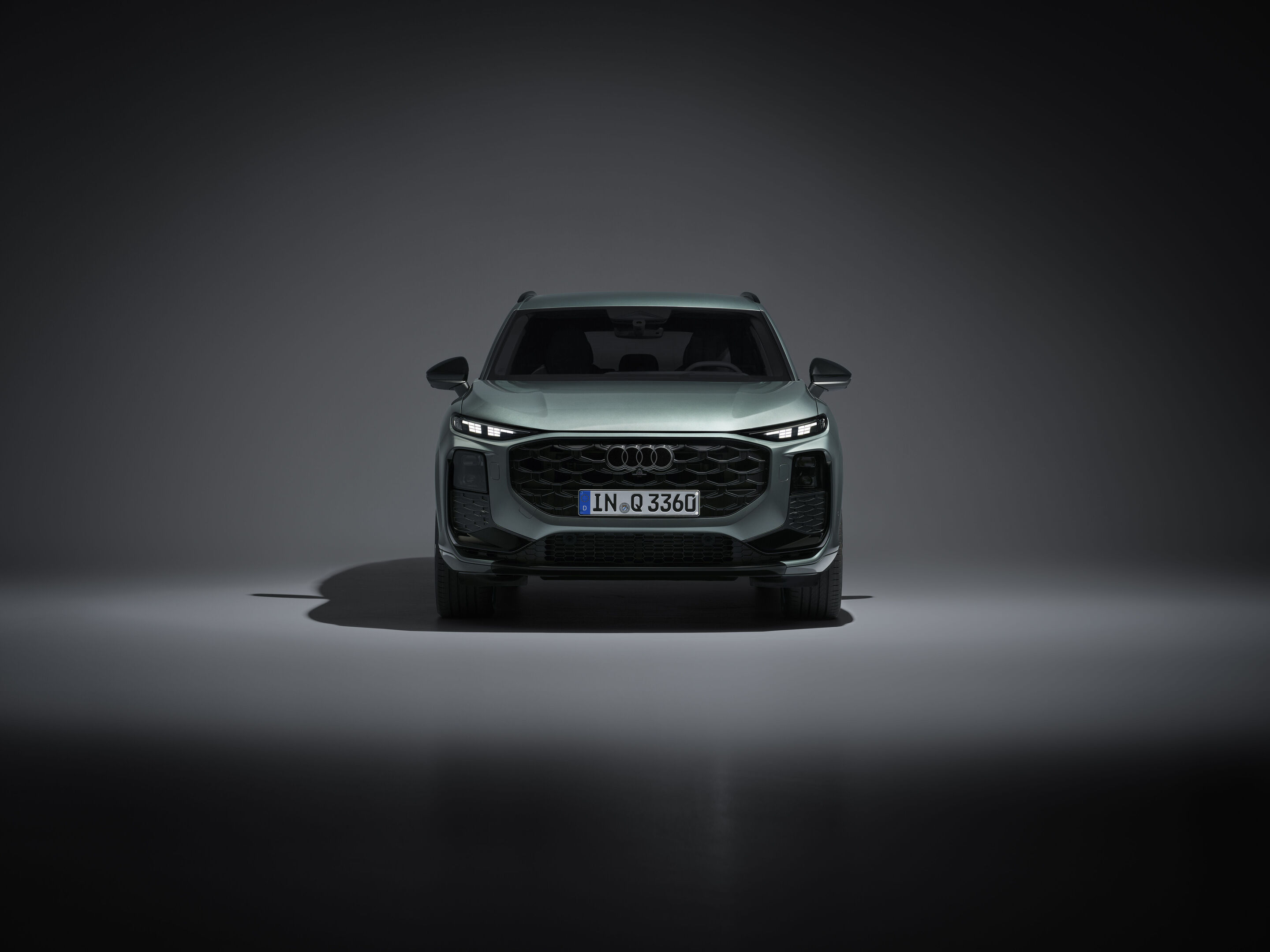 Audi Q3 SUV - Static photo,
Colour: Sage green