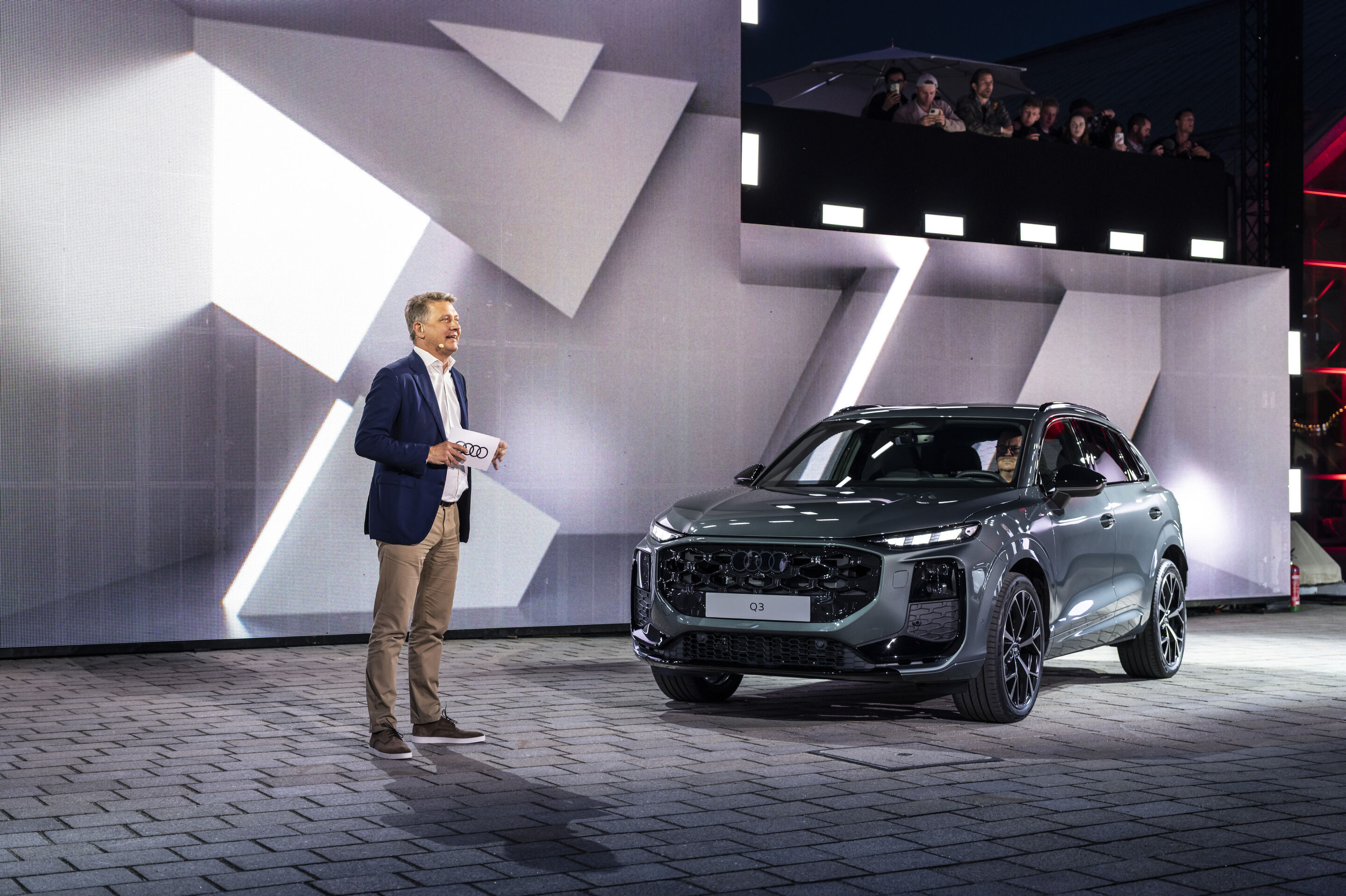 Audi Q3 Global Reveal - As part of the Global Reveal at the Audi Forum Ingolstadt, CEO of AUDI AG Gernot Döllner presented the all-new Audi Q3 (here in colour sage green) to the public for the first time.