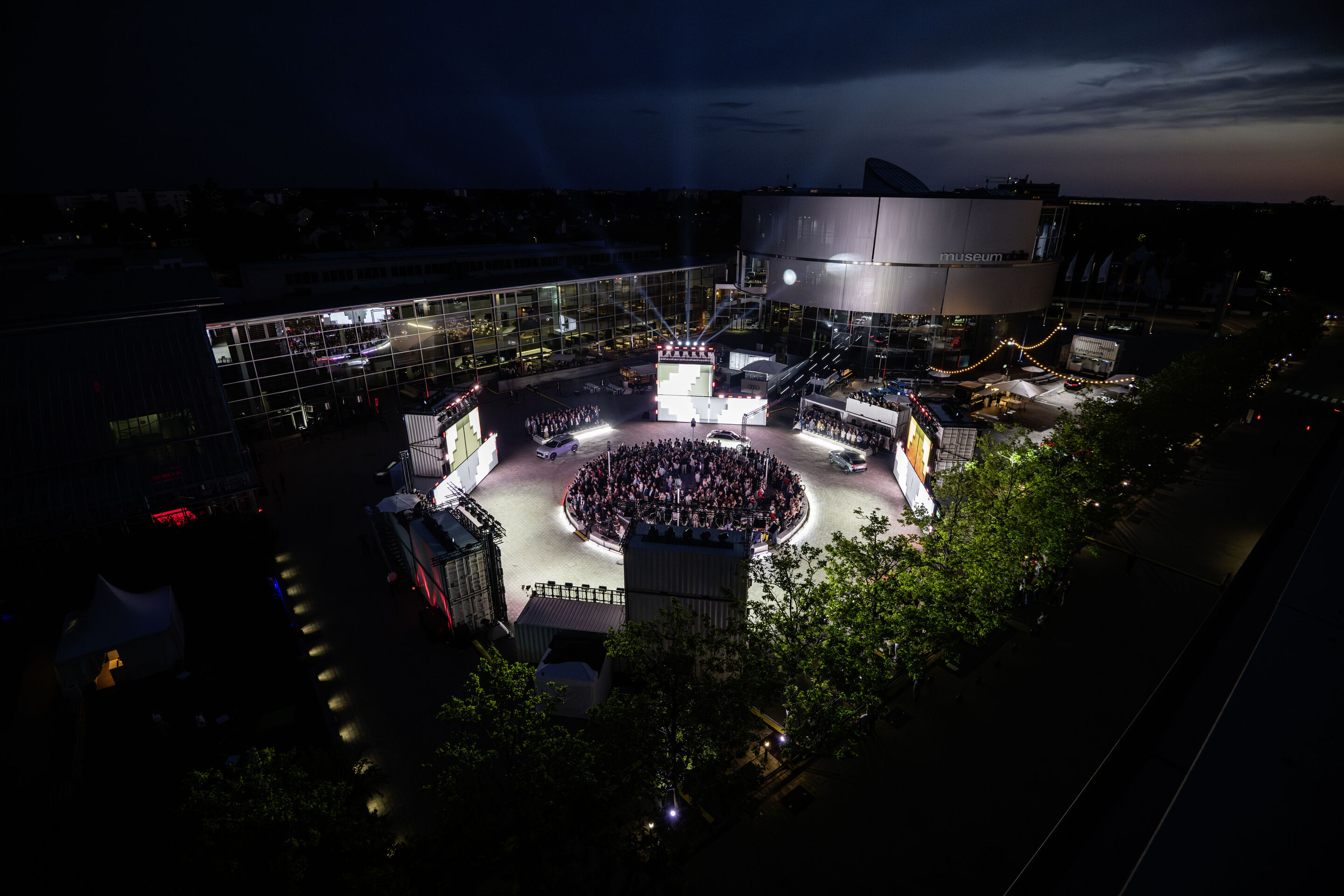 Audi Q3 Global Reveal - At the Audi Forum Ingolstadt, guests and employees experienced a product show with the latest Audi models. The highlight was the immersive unveiling of the all-new Audi Q3 at nightfall.