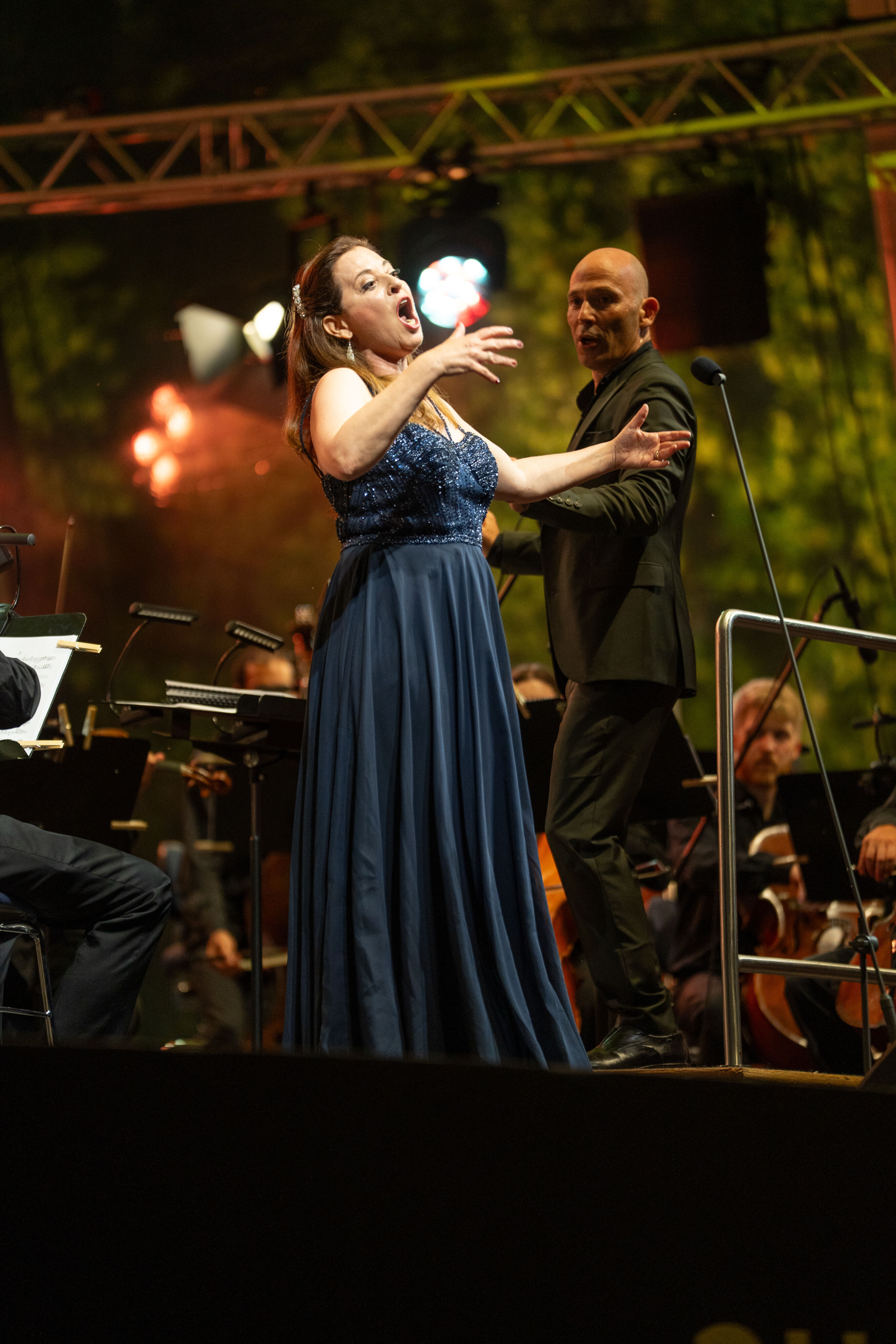 Classic Open Air – German–Italian opera night with the Georgian Chamber Orchestra Ingolstadt - Soprano Hila Baggio performs on stage with the Georgian Chamber Orchestra Ingolstadt at the Audi Summer Concerts Classic Open Air event in Klenzepark, with...