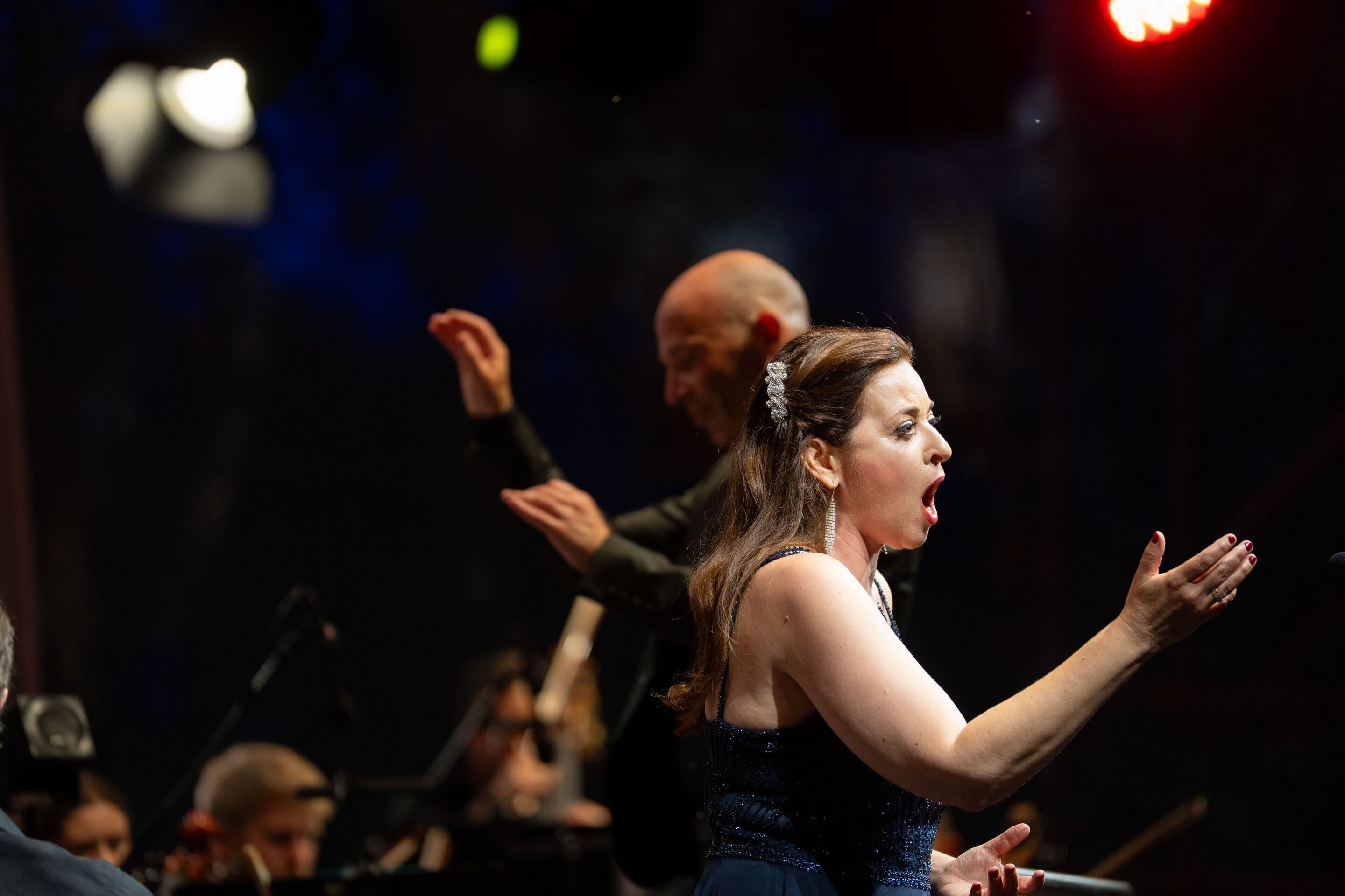 Classic Open Air – German–Italian opera night with the Georgian Chamber Orchestra Ingolstadt - Soprano Hila Baggio performs on stage with the Georgian Chamber Orchestra Ingolstadt at the Audi Summer Concerts Classic Open Air event in Klenzepark. Conductor...