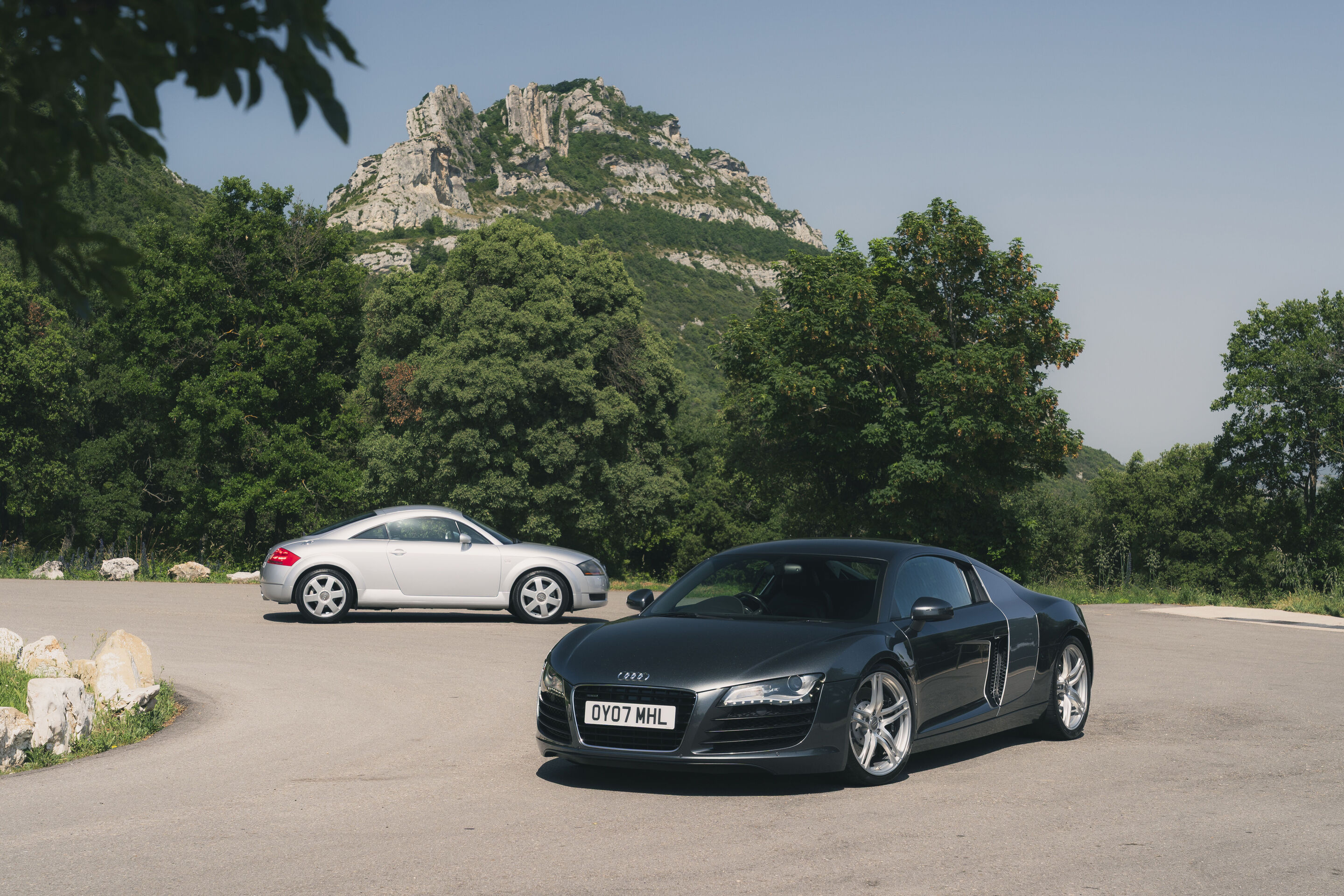 60 years design innovation at Audi - Audi celebrates 60 years of design innovation in Bilbao, Spain, by bringing together a curated selection of iconic vehicles from the heritage fleet of Audi UK:
Front: Audi R8 Coupé V8 (2007) 
Behind: Audi TT Coupé...