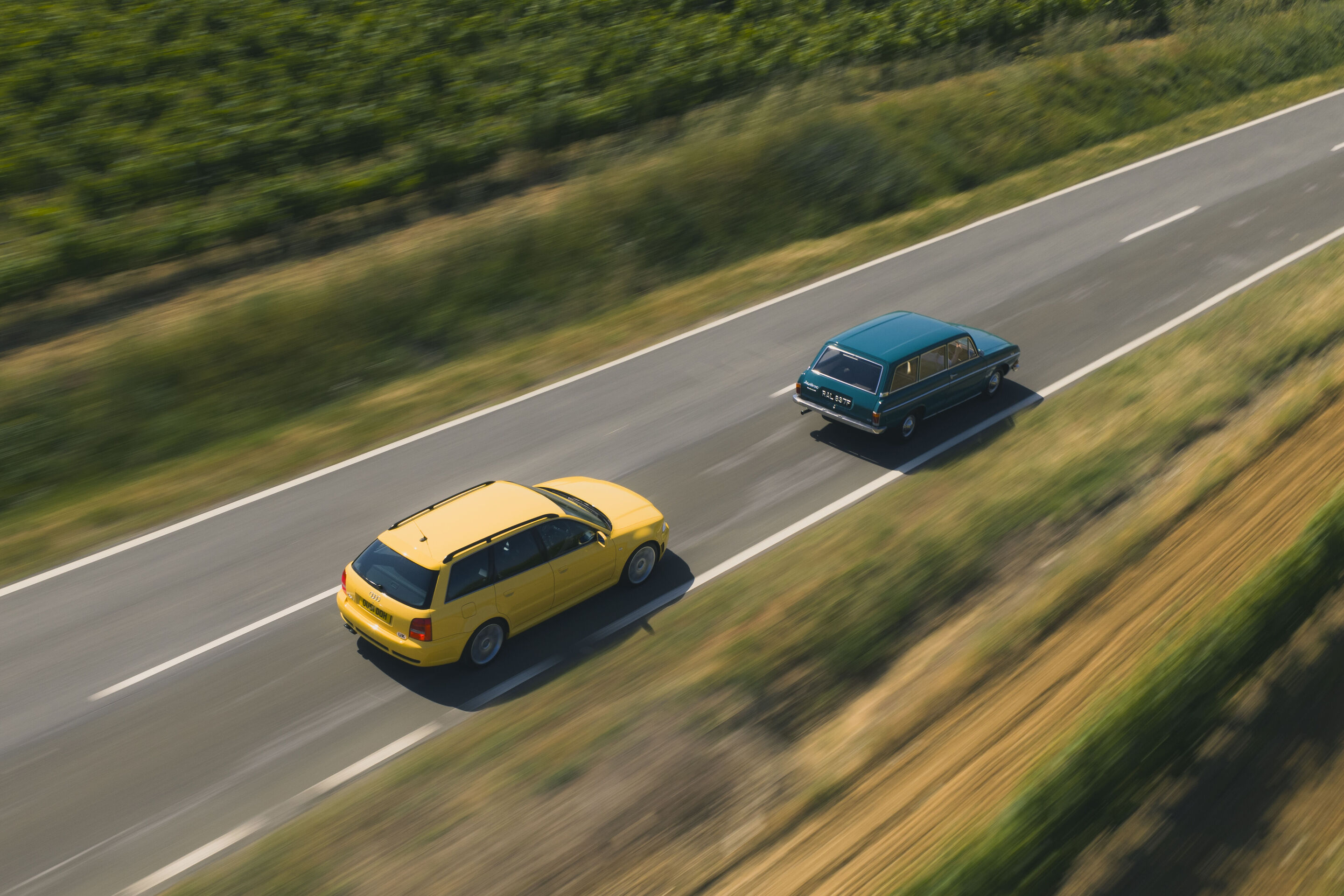 60 years design innovation at Audi - Audi celebrates 60 years of design innovation in Bilbao, Spain, by bringing together a curated selection of iconic vehicles from the heritage fleet of Audi UK:
From the left: Audi RS 4 Avant (2001), Audi 80 Variant...