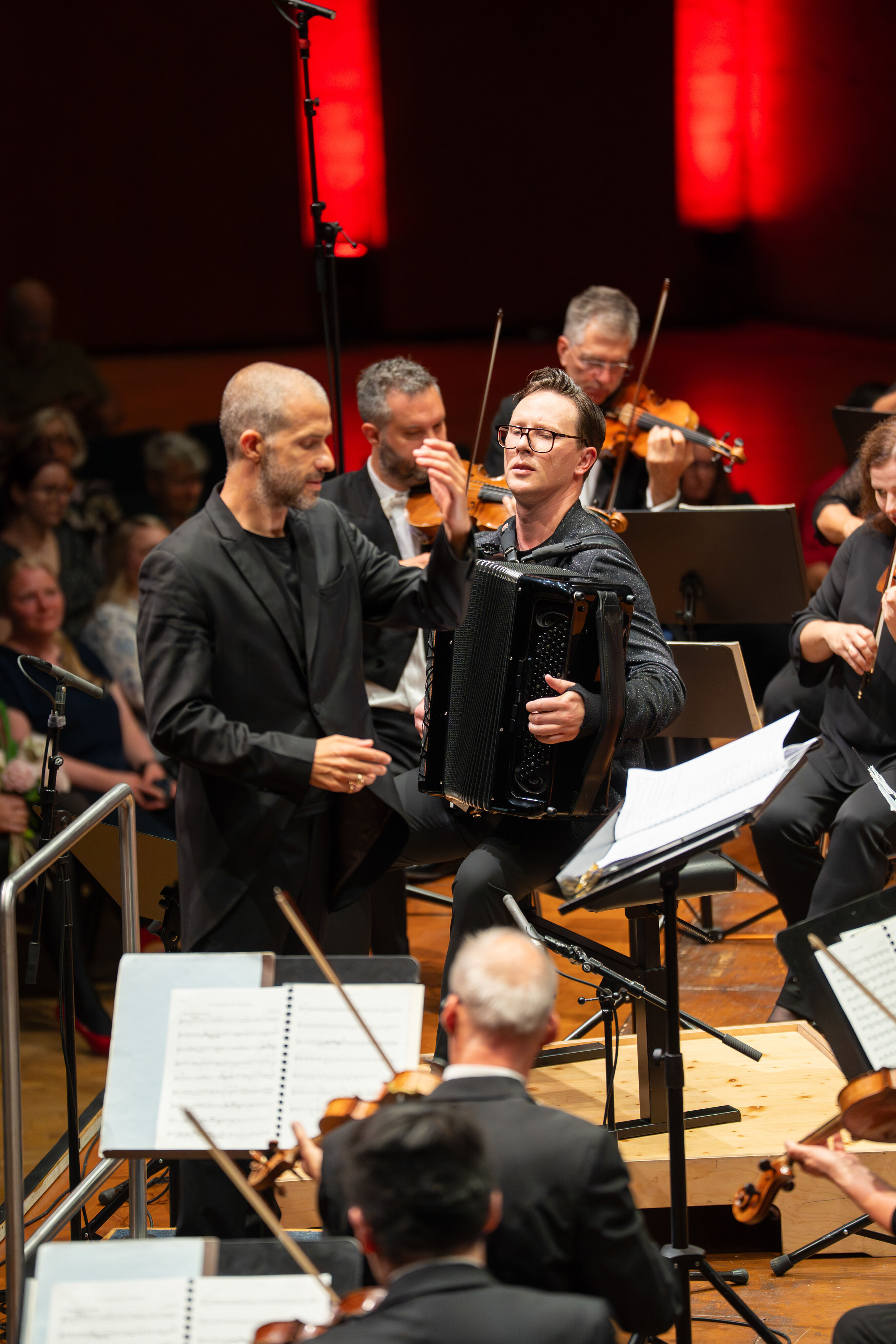 Closing concert with accordion star Martynas Levickis and the Deutsche Kammerphilharmonie Bremen - Accordion star Martynas Levickis with the Deutsche Kammerphilharmonie Bremen under the direction of Omer Meir Wellber in the Festsaal of the Ingolstadt...