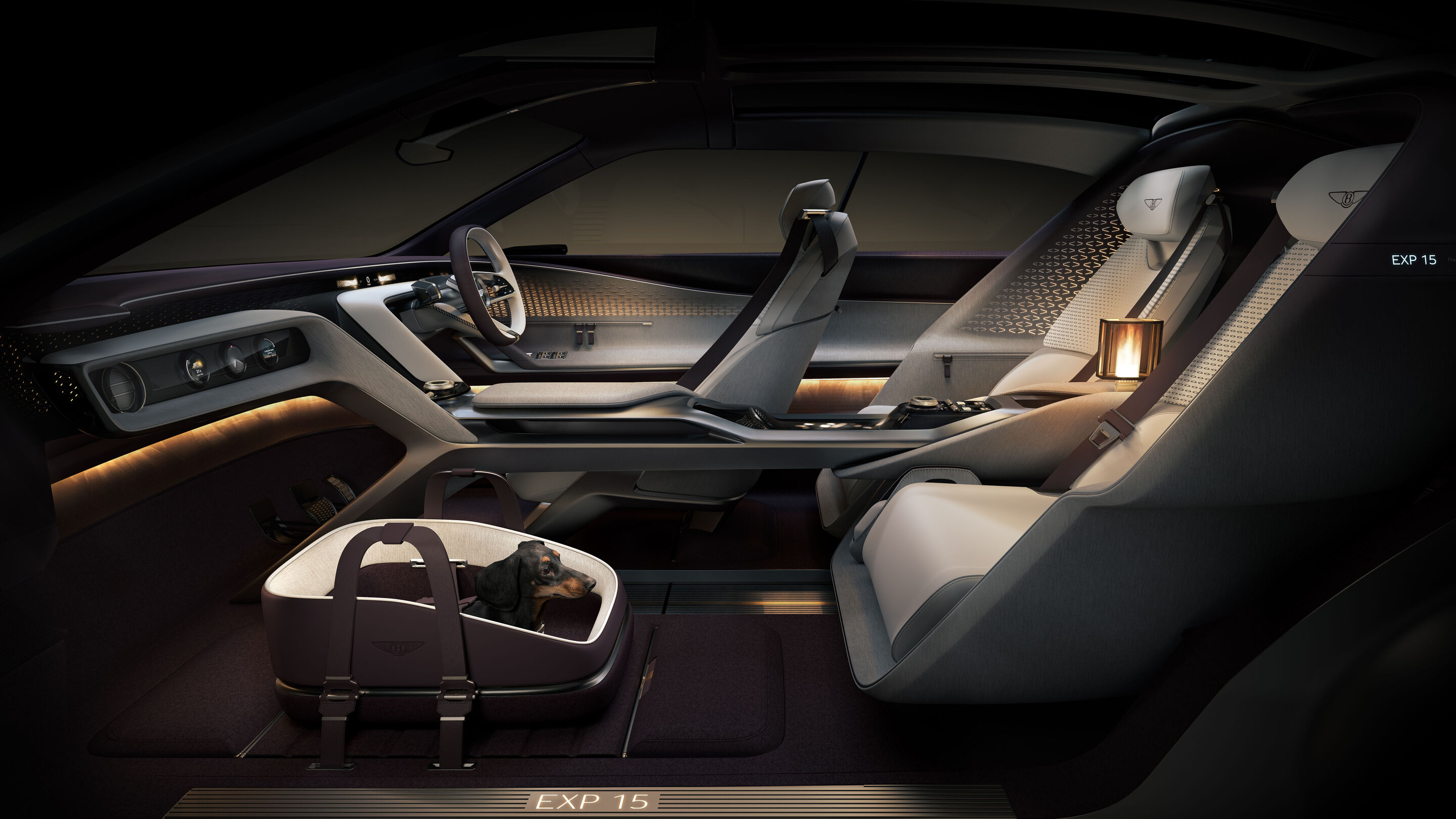New design era at Bentley - Bentley EXP 15 concept car, in-studio shot, interior, wide-angle view