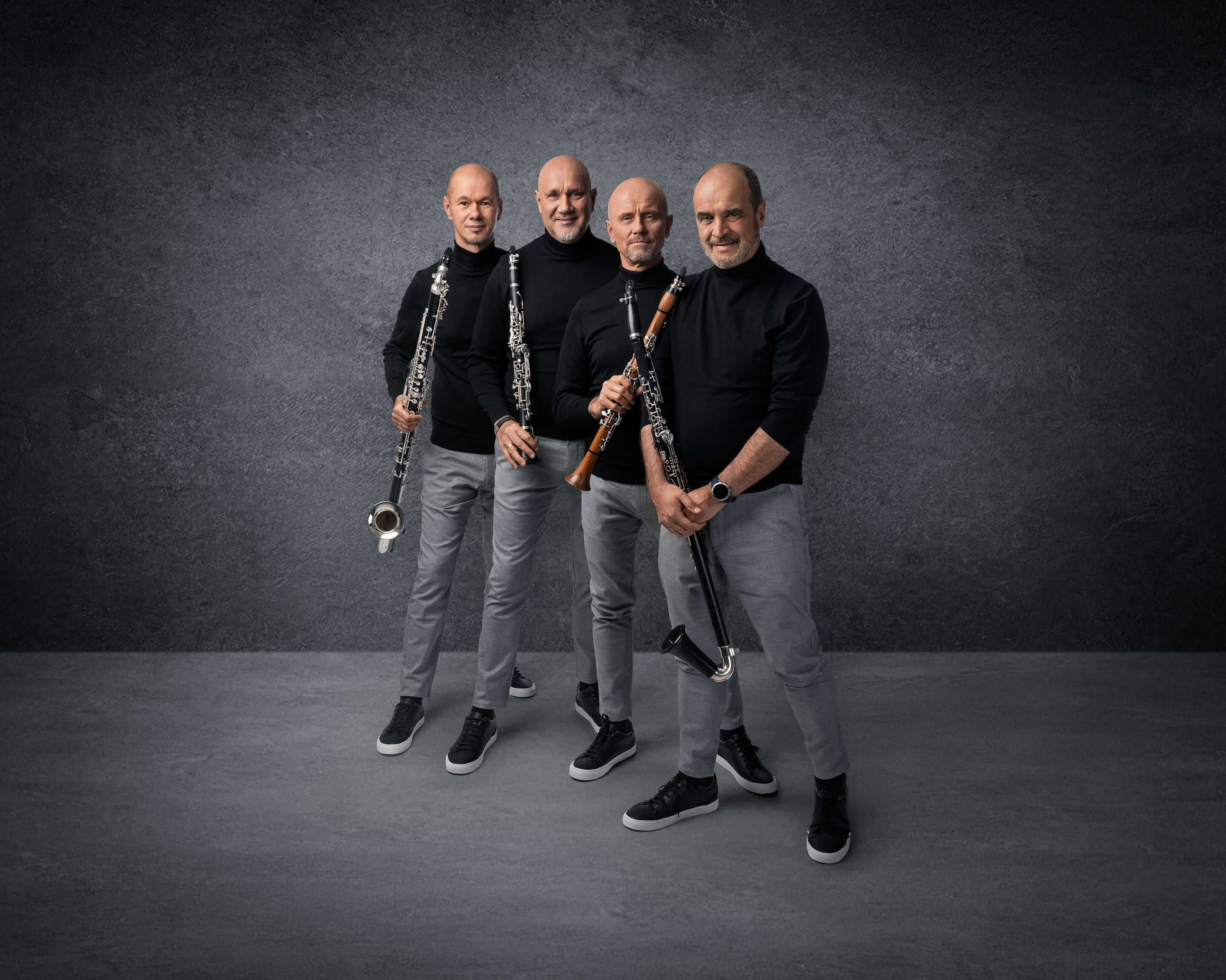 Benefizkonzert der Audi Bläserphilharmonie mit italienischer Note - Die vier Mitglieder der Vienna Clarinet Connection von links: Helmut Hödl, Hubert Salmhofer, Rupert Fankhauser und Wolfgang Kornberger.