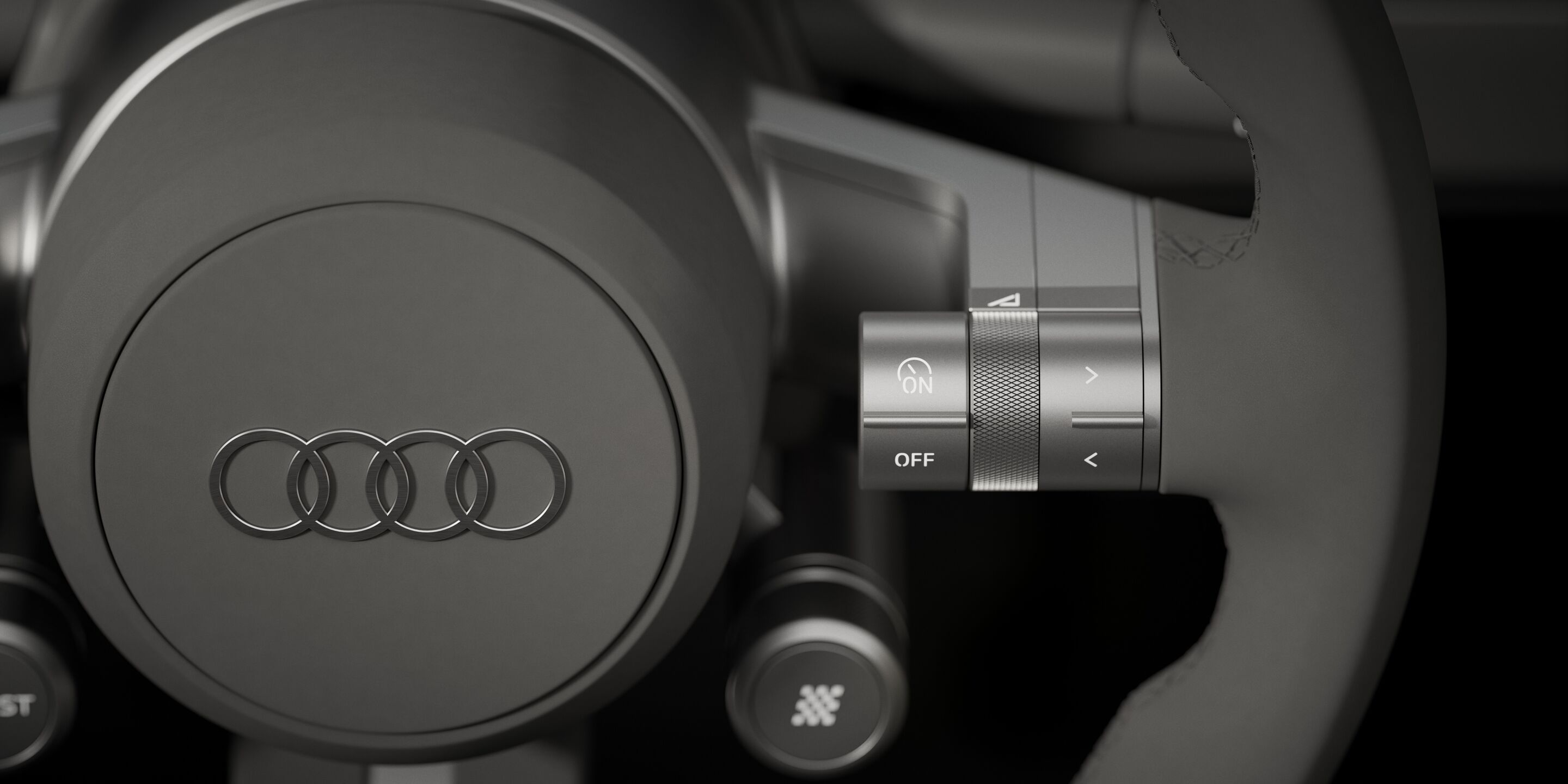 Audi Concept C - Static studio shot, interior, steering wheel detail