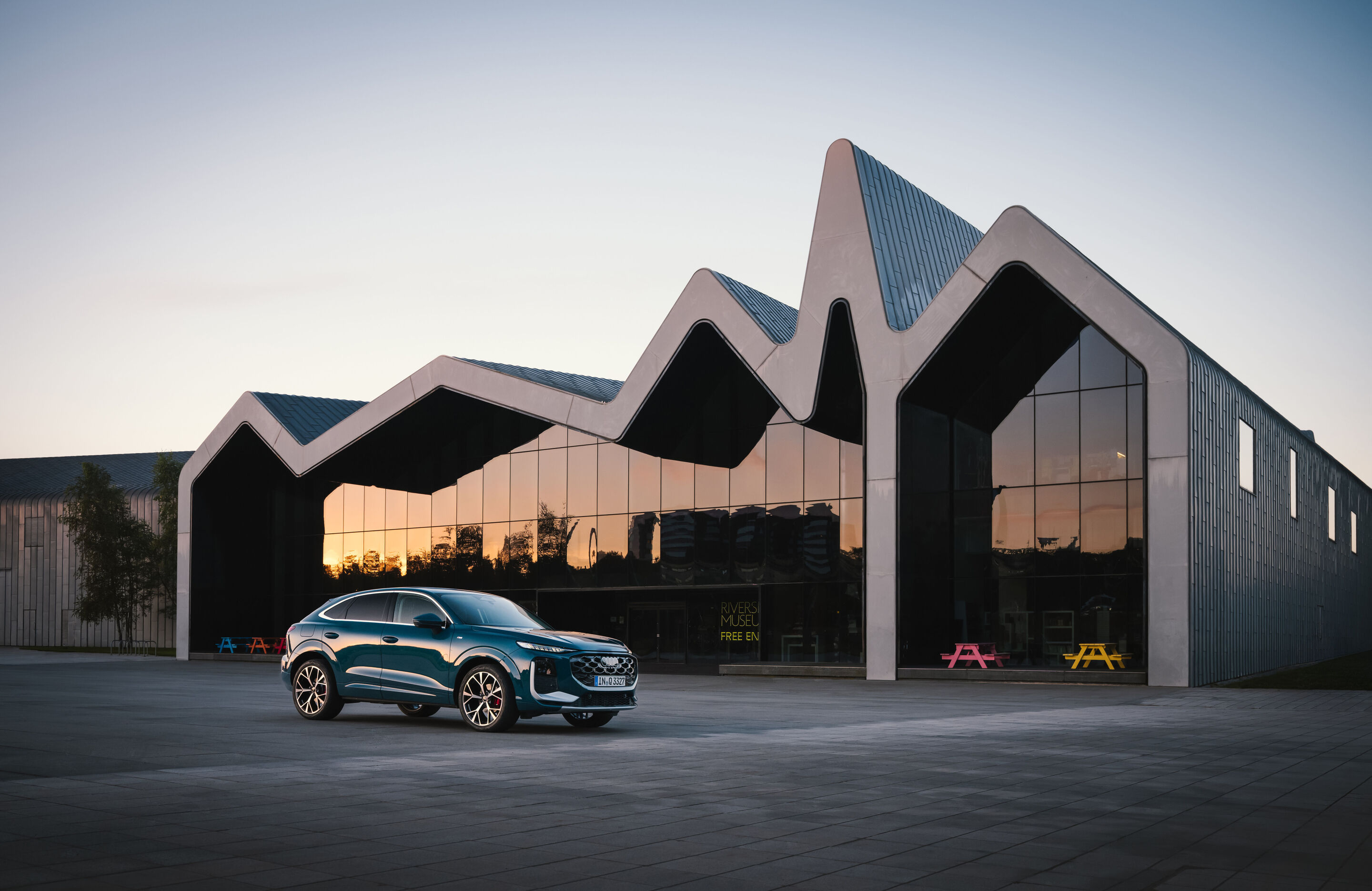 Compact class meets Celtic charm: the new  Audi Q3 in Scotland - Malpelo blue metallic, outdoor static photo, exterior, three-quarter front view