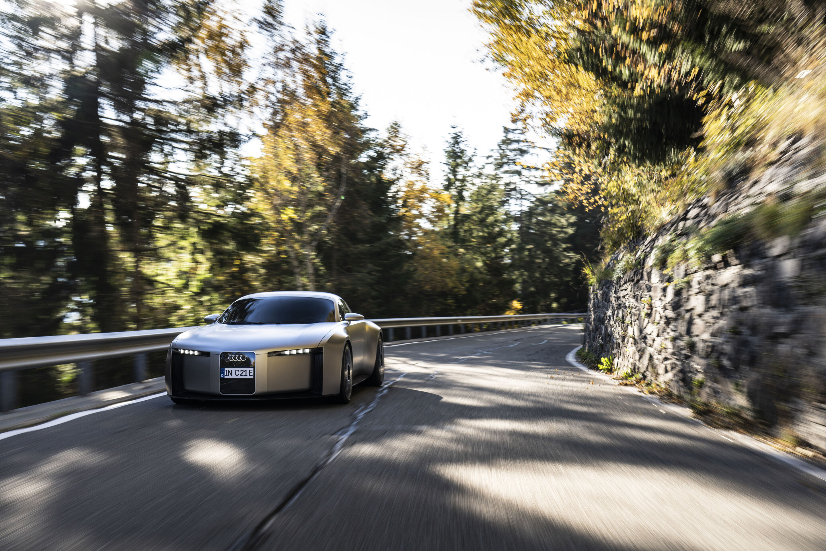 Audi Concept C: previewing a thrilling all-electric sports car - Audi Concept C - outdoor dynamic photo, exterior, three-quarter front view