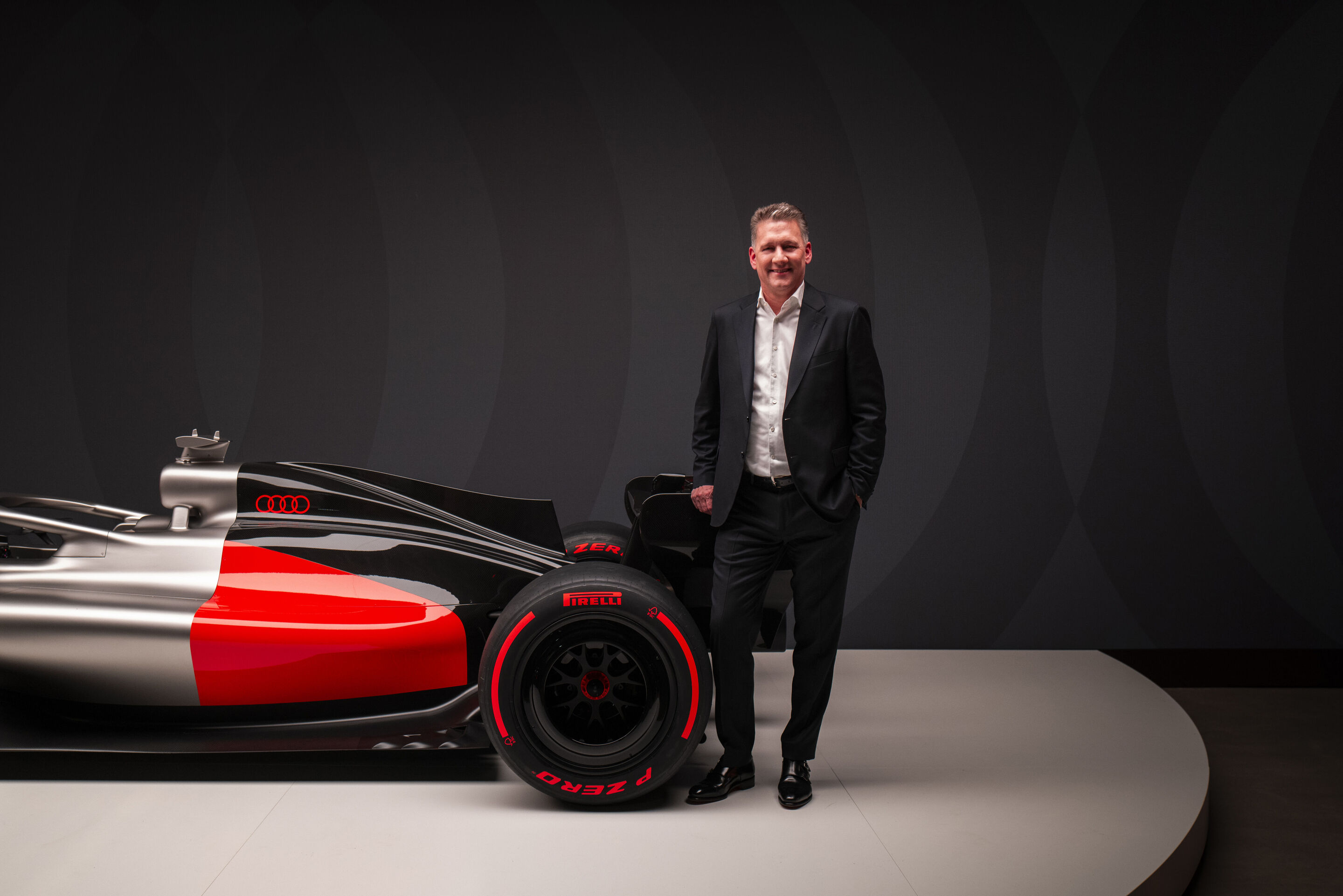 Audi unveils design for Formula 1 - Audi CEO Gernot Döllner at the reveal event “Audi One” in Munich, November 12, 2025