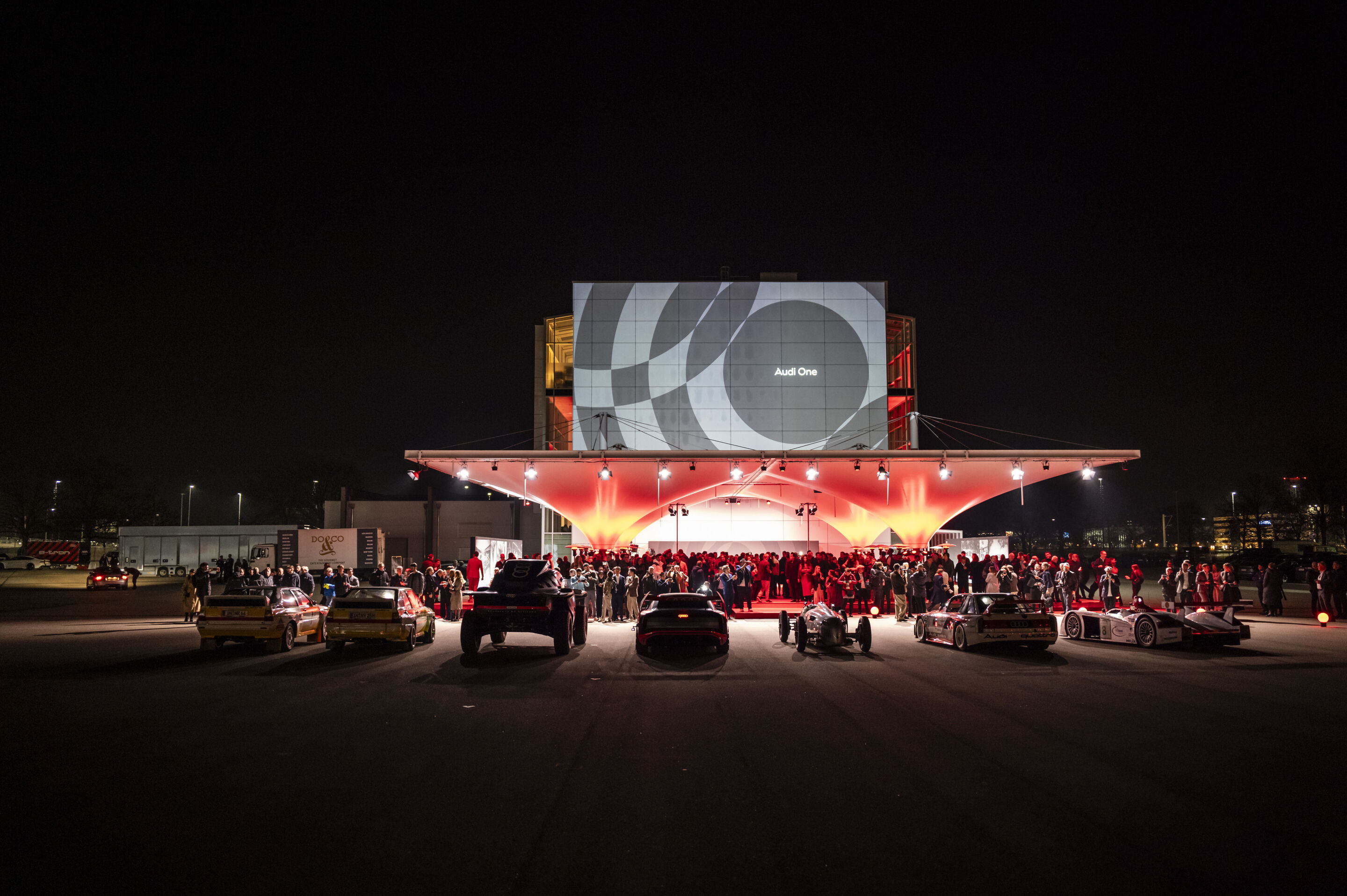 Motorsport legends welcome the Audi R26 Concept - Audi driver legends are guests at the event “Audi One” in Munich, November 12, 2025