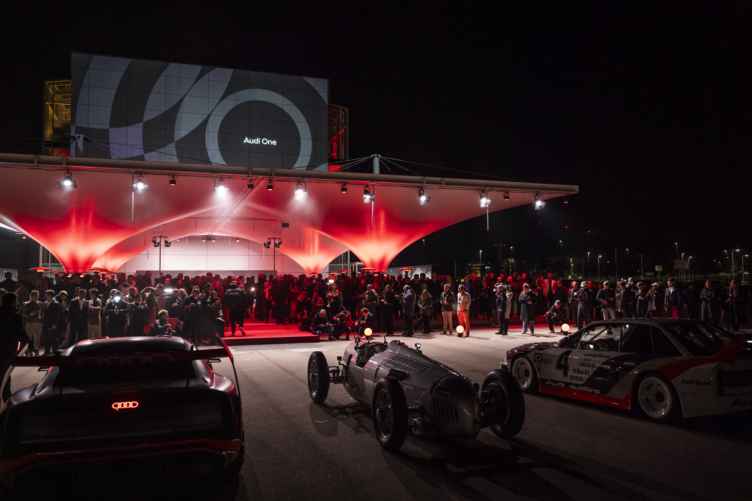 Motorsport legends welcome the Audi R26 Concept - Audi driver legends are guests at the event “Audi One” in Munich, November 12, 2025