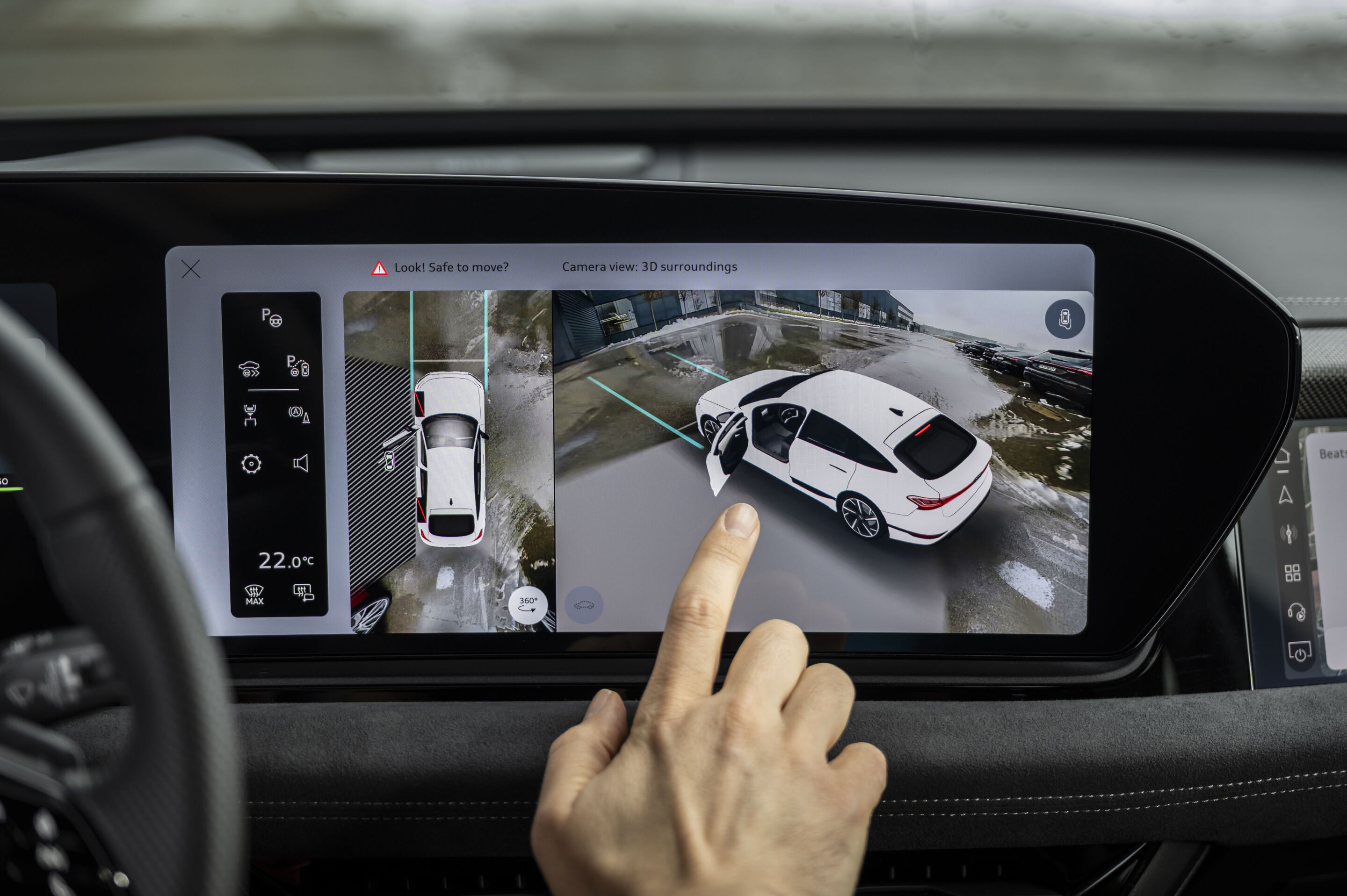 Updates for five Audi model series: more emotion, comfort, and features in store - The 360° 3D parking view displays the vehicle’s surroundings in high resolution, making parking in complex situations easier.