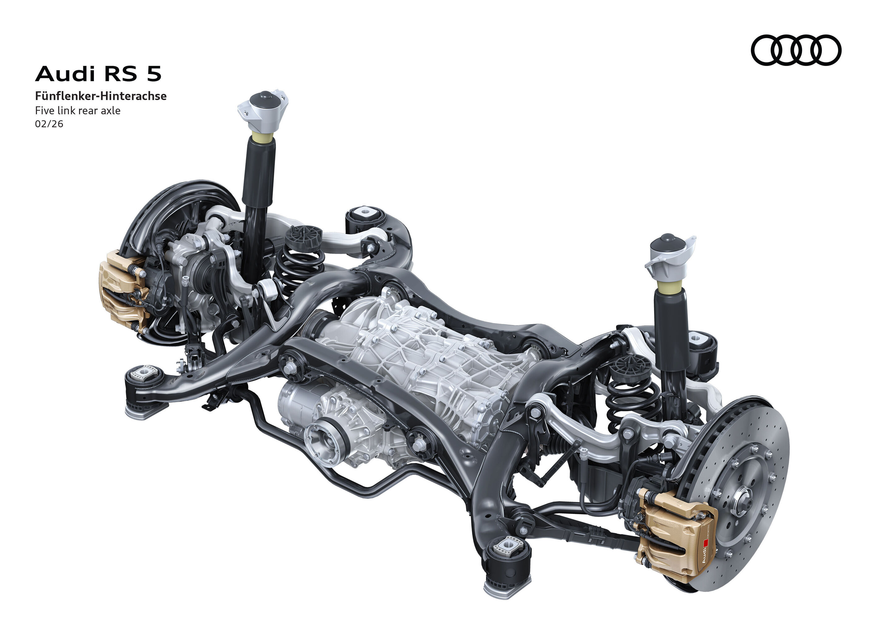 Illustration - Audi RS 5 - In order to optimally handle longitudinal and lateral forces, the Audi RS 5 uses five-link suspension front and rear.