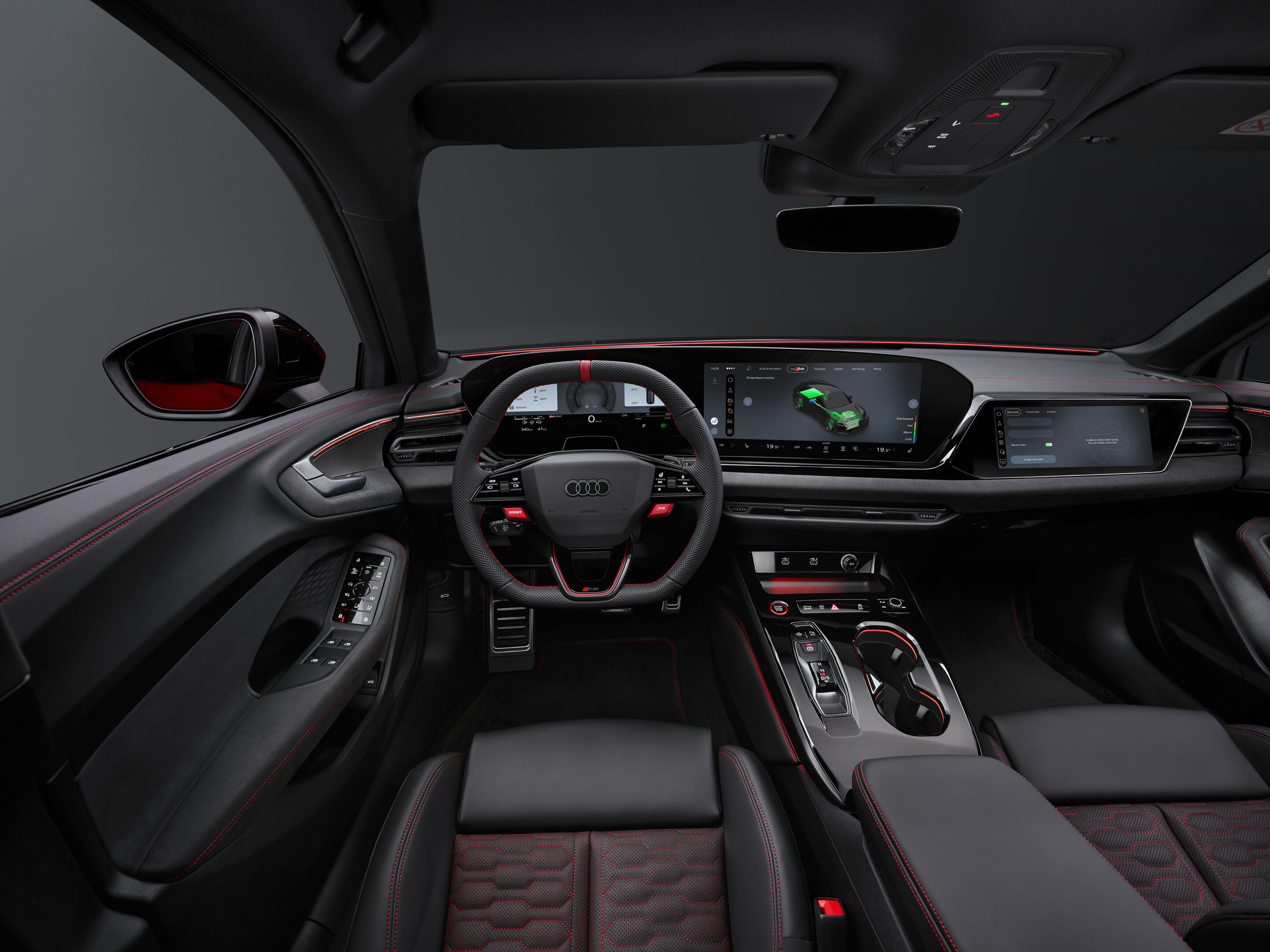 Audi RS 5 Avant - Progressivrot Metallic, Indoor-Standaufnahme, Interieur