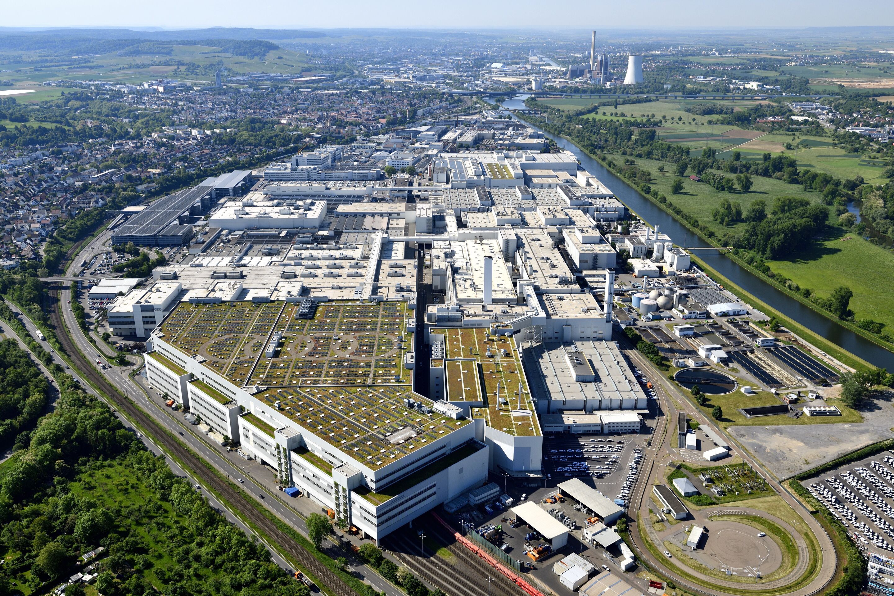 Audi site in Neckarsulm - Aerial view of the Audi site in Neckarsulm