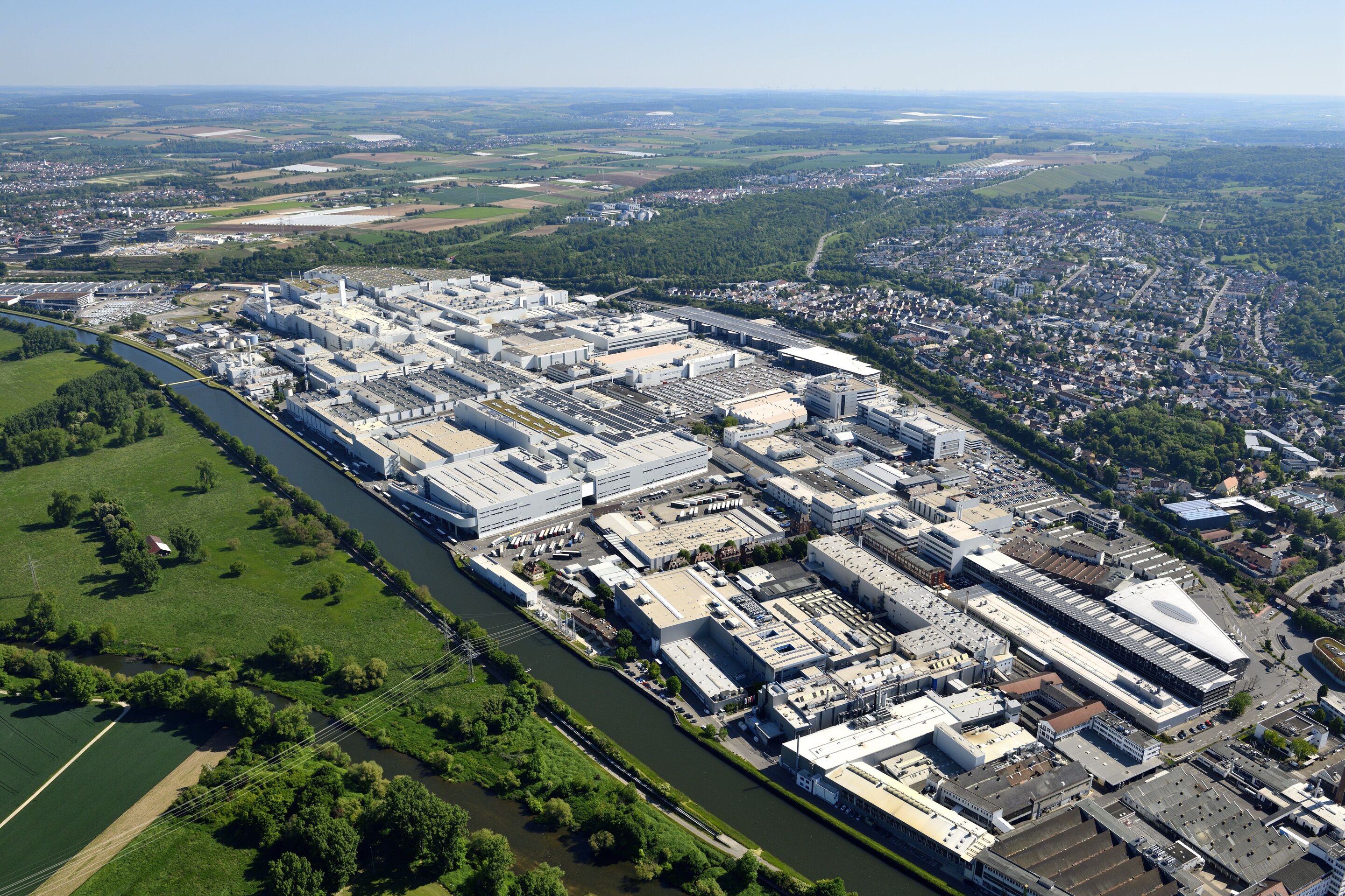 Audi site in Neckarsulm - Aerial view of the Audi site in Neckarsulm