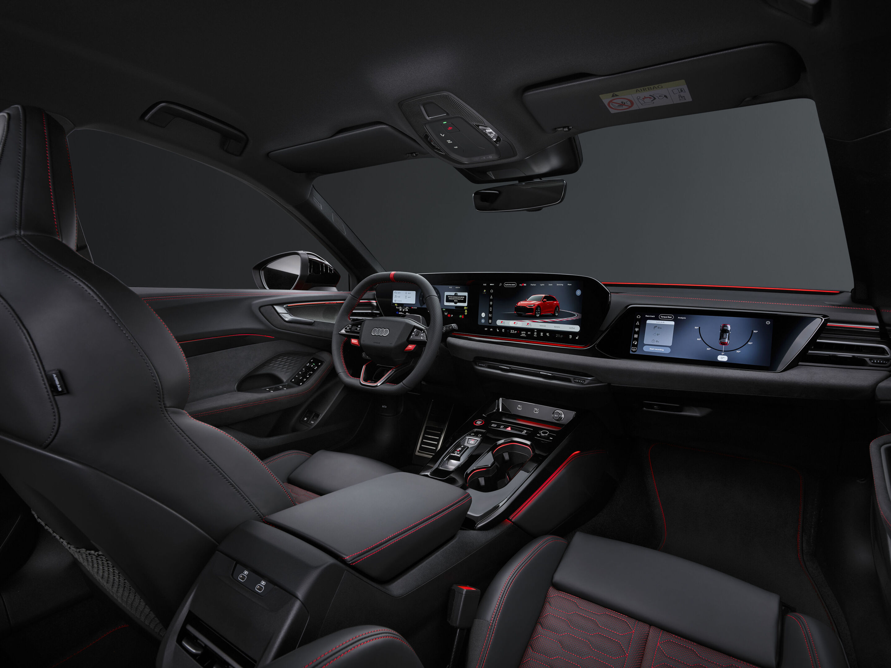 Audi RS 5 Avant - Progressivrot Metallic, Indoor-Standaufnahme, Interieur