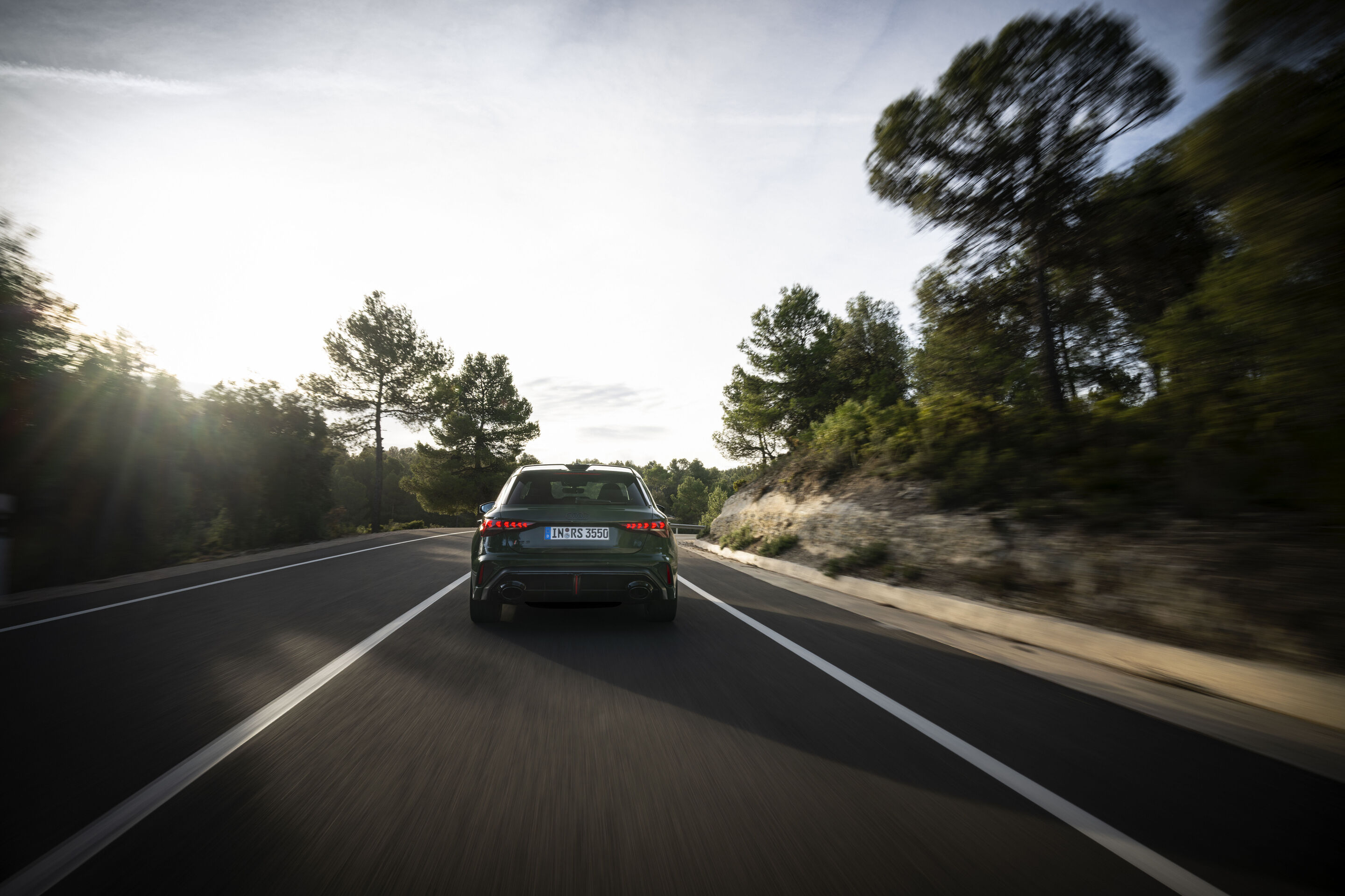 Audi RS 3 Sportback competition limited - Malachite green, dynamic photo, exterior, rear view
