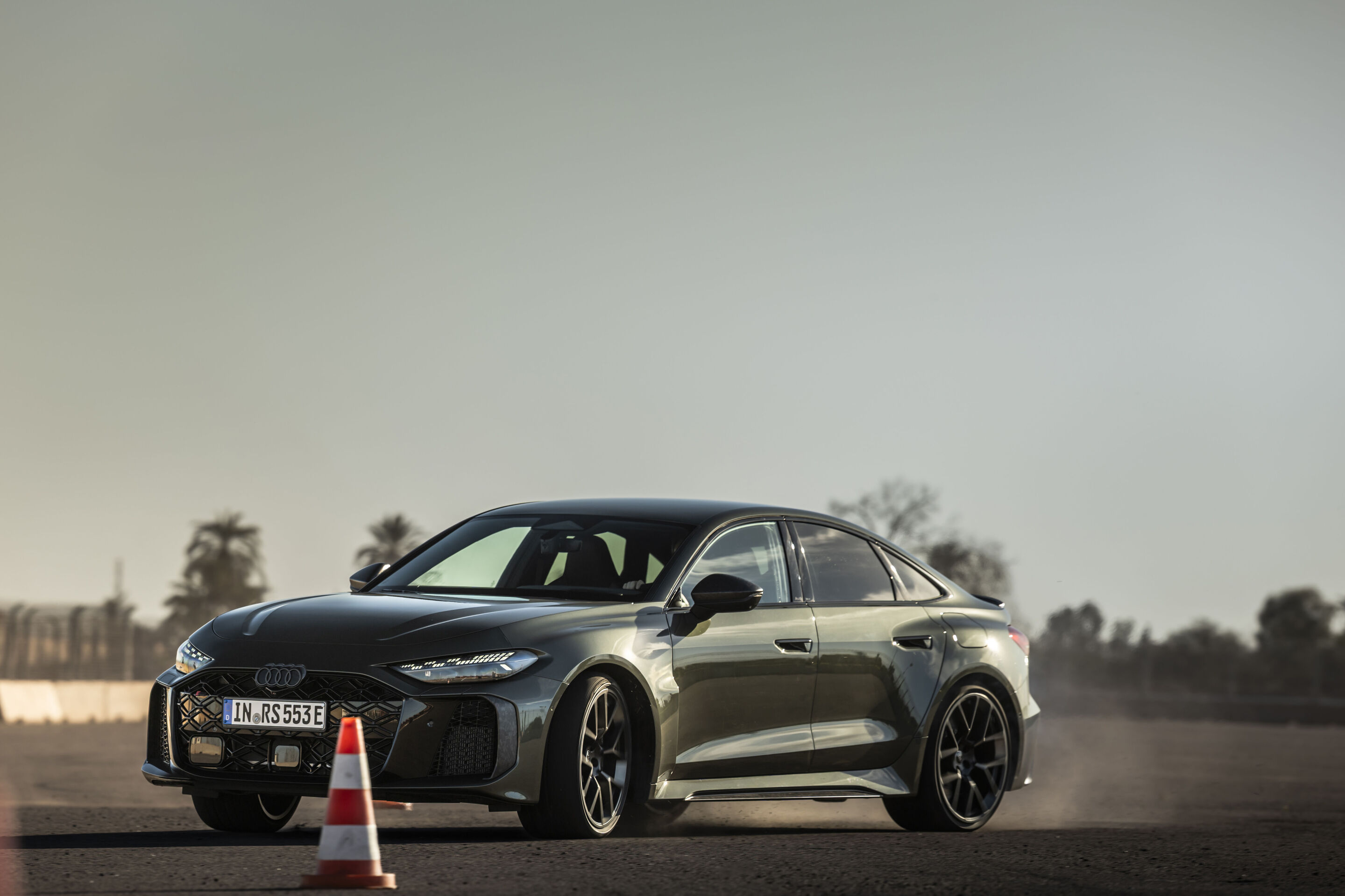 Audi RS 5 Sedan - The Audi RS 5 Sedan in Bedford green undergoing dynamic testing on the Marrakesh handling course.